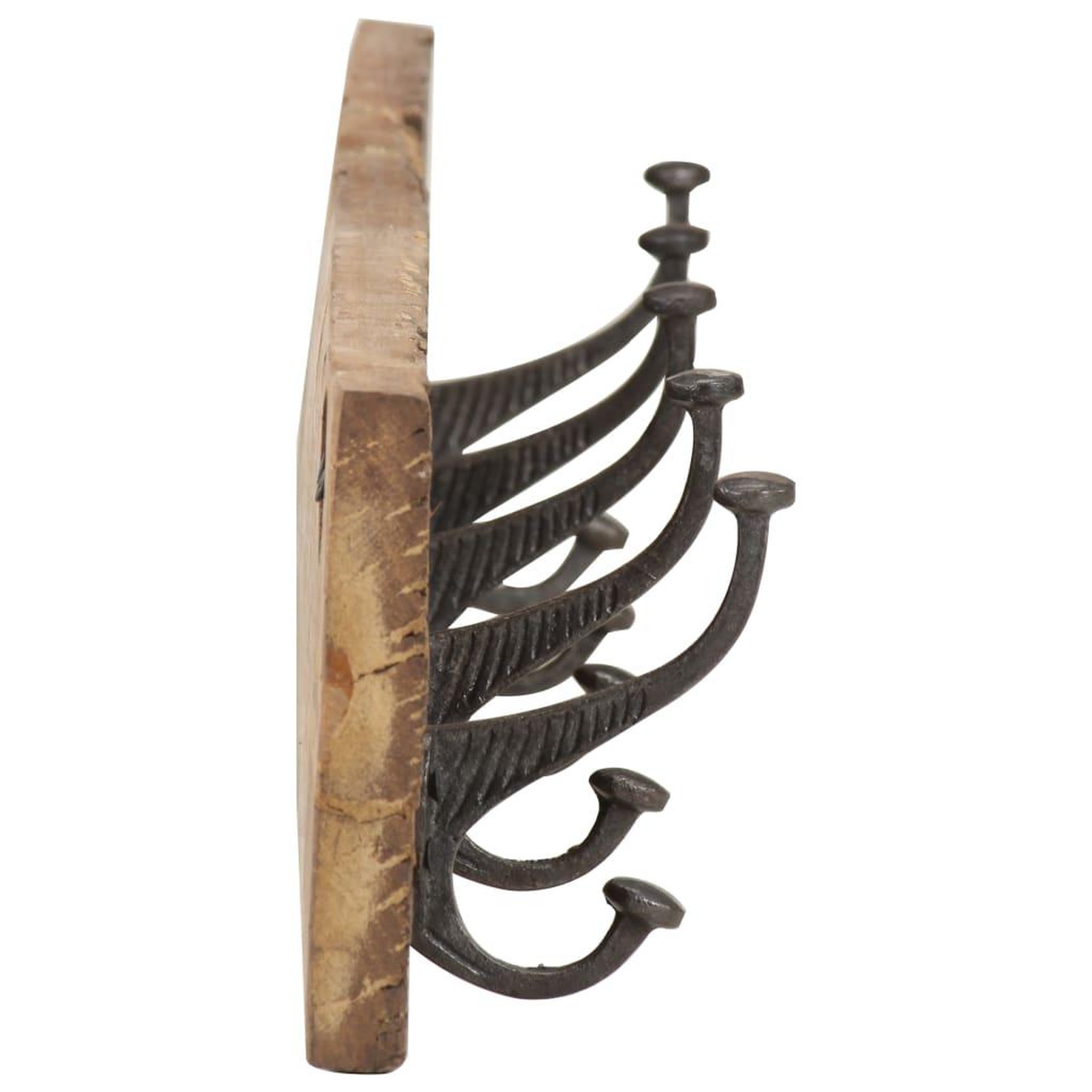 Voir la diapositive 3 : VIDAXL Cintre de couloir et 5 crochets 100x2,5x15 cm bois recuperation