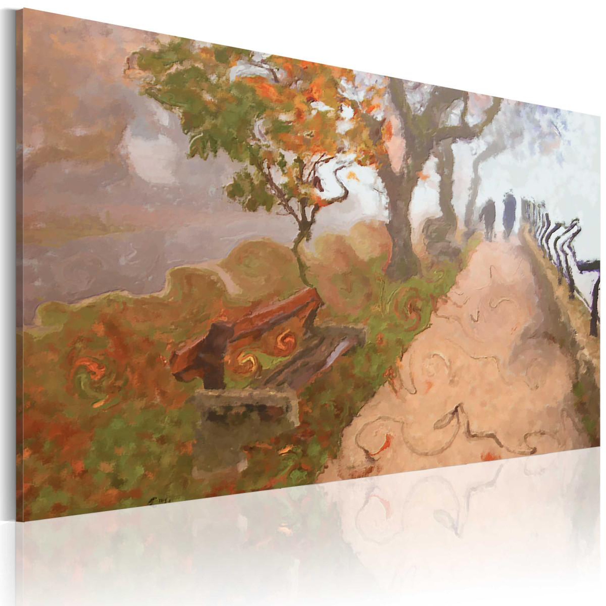 Paris Prix Tableau imprimé  promenade d'automne. Coloris disponibles : Multicolore