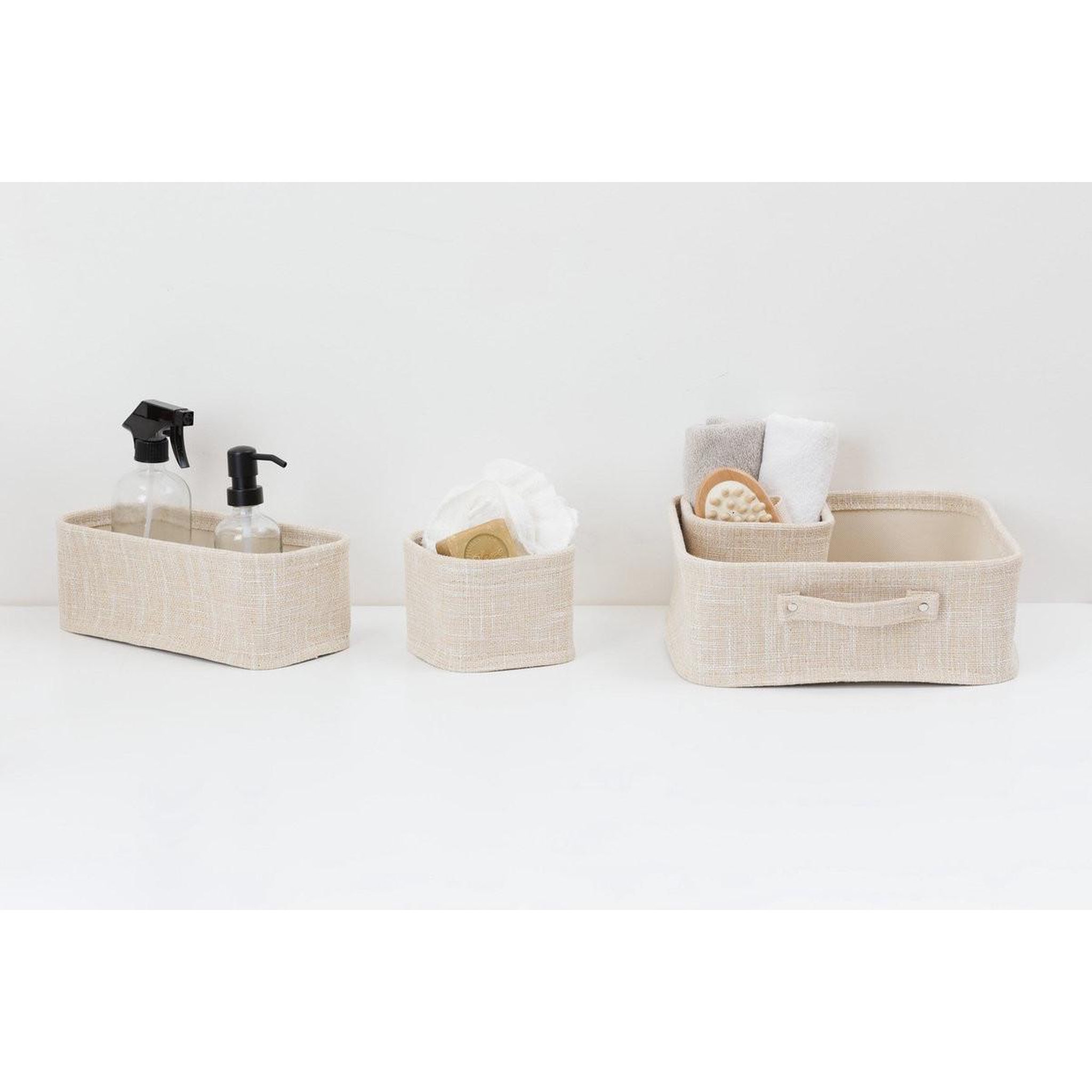 Voir la diapositive 3 : FIVE Lot de 4 paniers de rangement  hugo  31cm beige