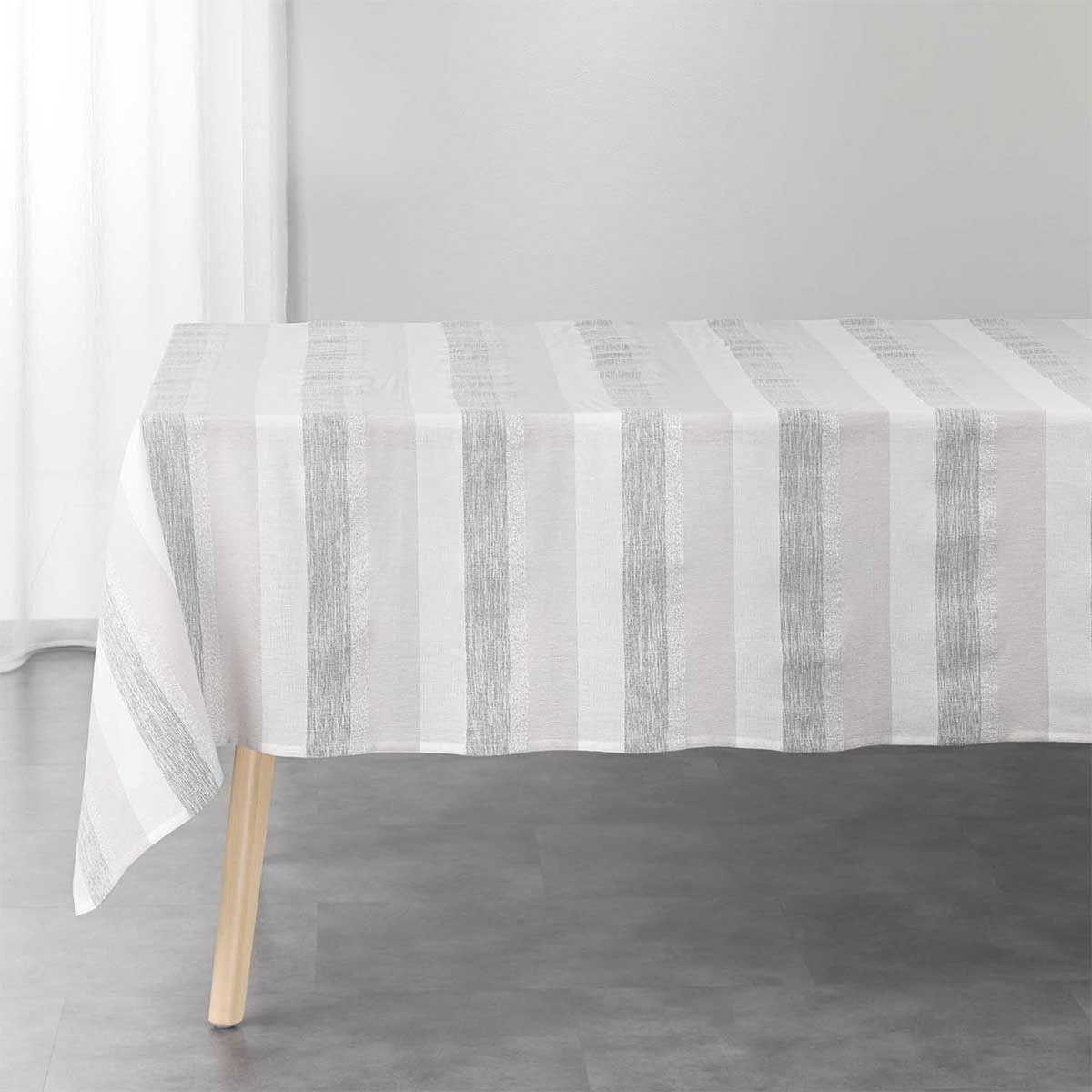 Paris Prix Nappe en Coton Tissée  Eldora  140x240cm Argent
