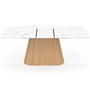 Voir la diapositive 3 : ID MARKET Table à manger extensible rectangle RHONDA 6-10 personnes plateau marbre blanc ALASKA et bois façon hêtre 160-200 cm