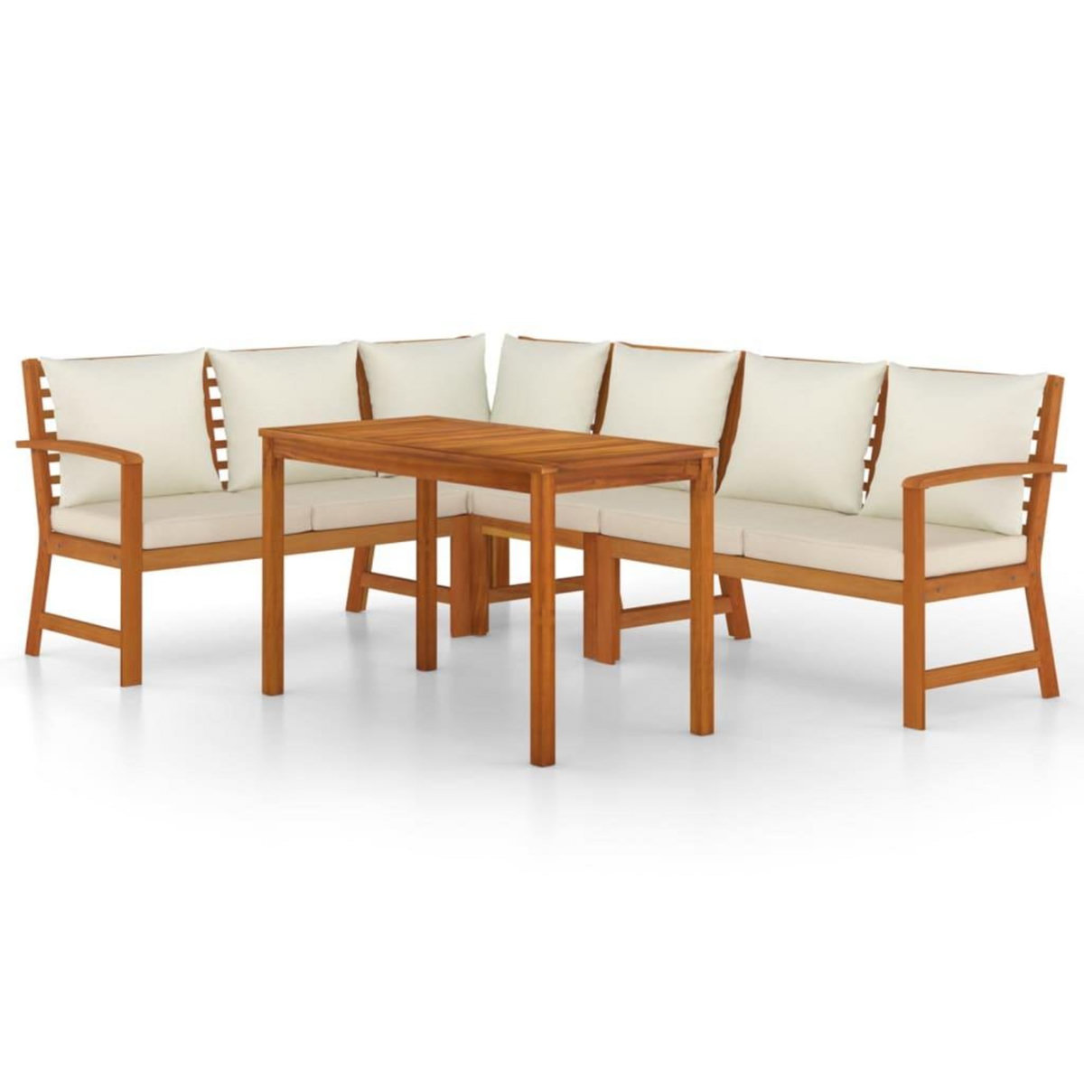 VIDAXL Ensemble a manger de jardin coussins 5 pcs Bois acacia