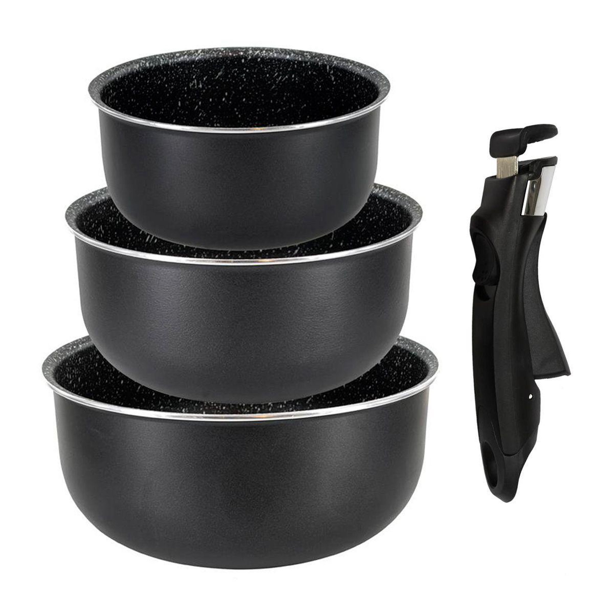 COOK CONCEPT Lot de 3 casseroles  poignée amovible  20cm noir