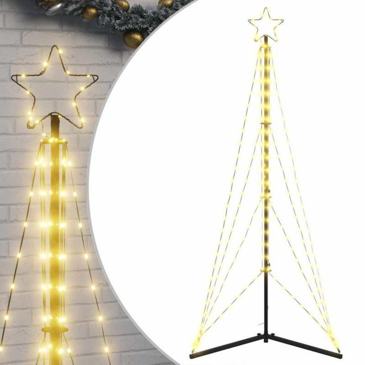 VIDAXL Guirlande de sapin de Noël 363 LED blanc chaud 182 cm