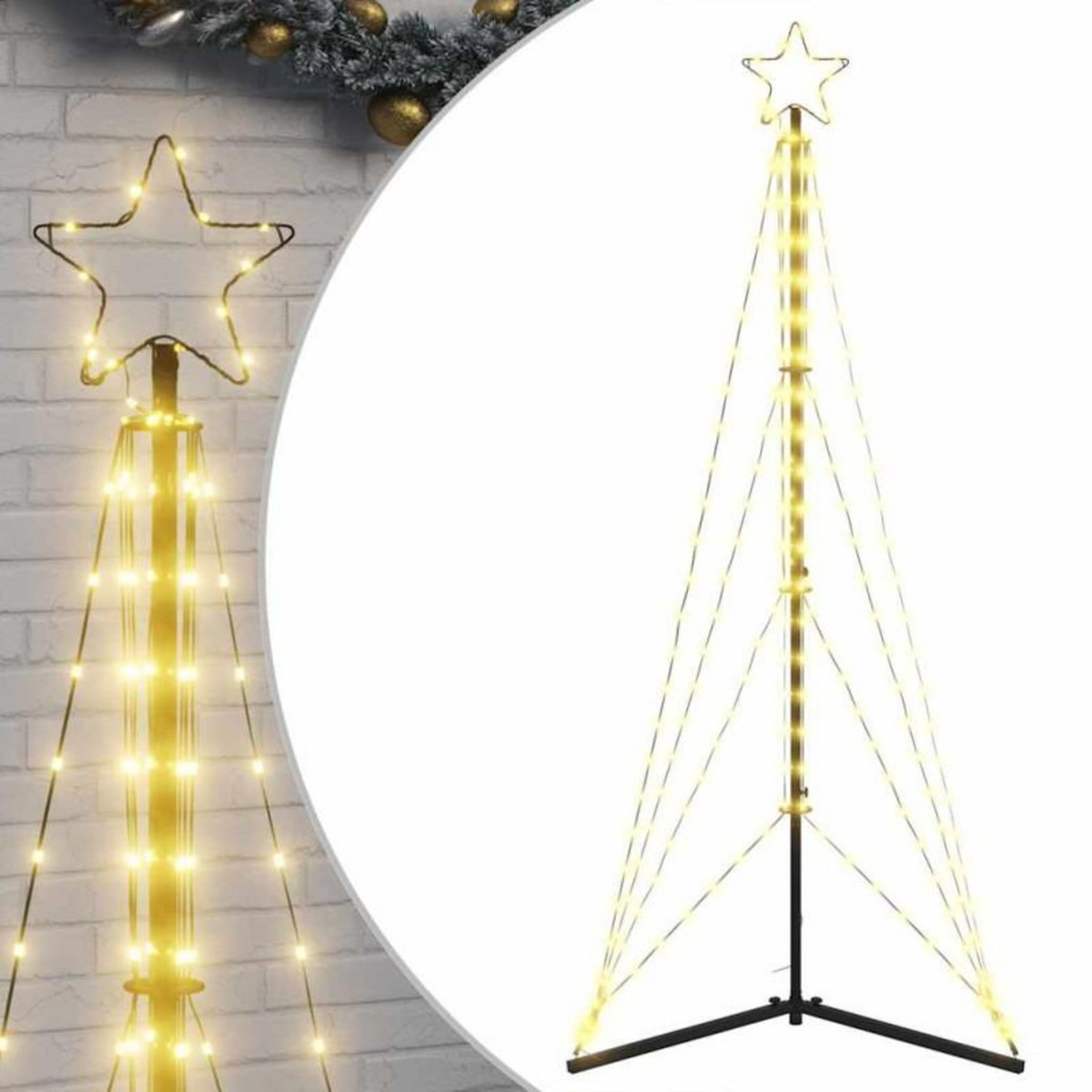 VIDAXL Guirlande de sapin de Noël 363 LED blanc chaud 182 cm