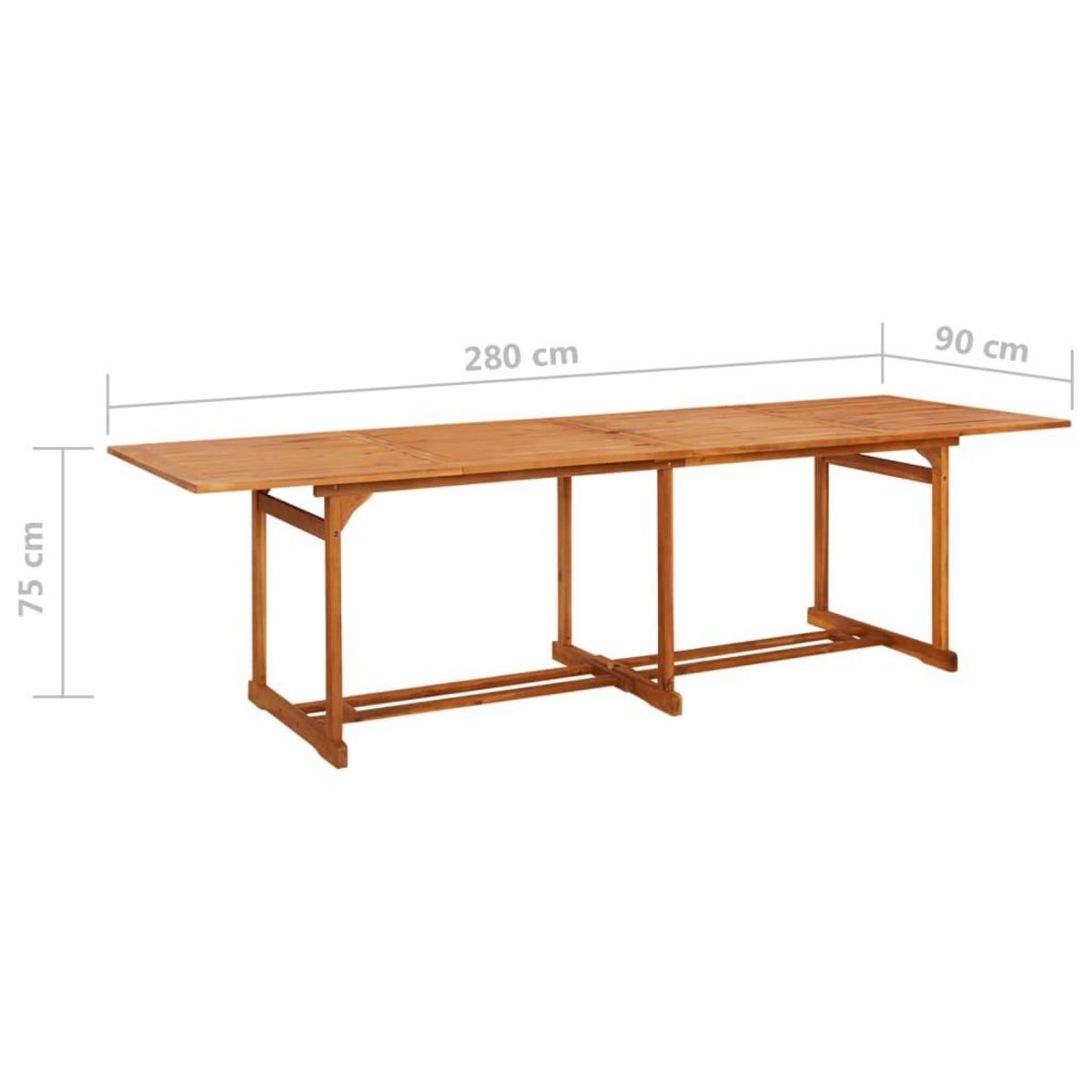 VIDAXL Table a dîner de jardin 280x90x75 cm Bois d'acacia massif