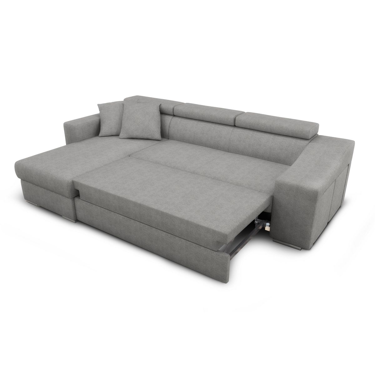 Canapé d'angle convertible réversible 5 places avec niche de rangement fixe à droite tissu STYL 