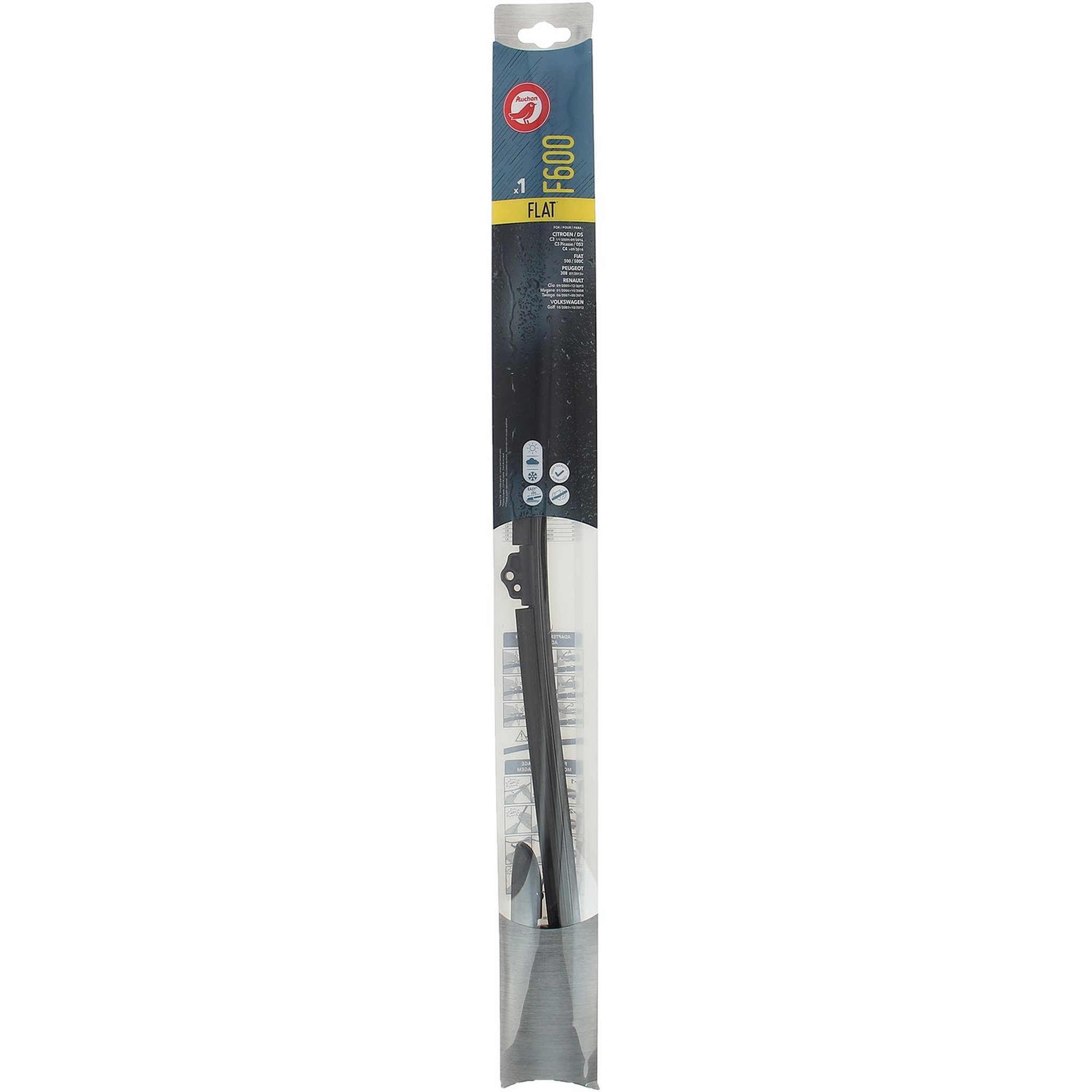 AUCHAN Balai d'essuie-glace plat F600 60cm pour CITROËN / DS FIAT PEUGEOT RENAULT VOLKSWAGEN