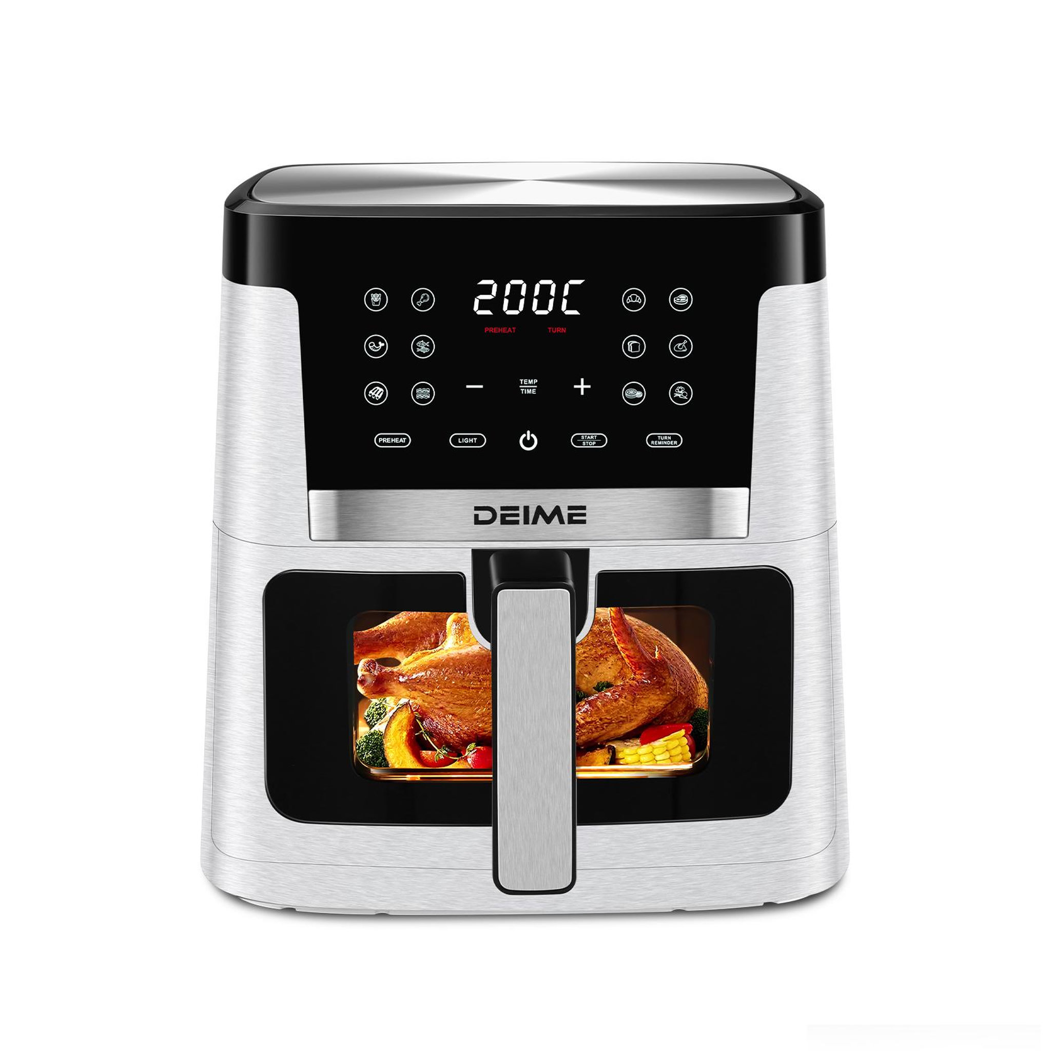 DEIME DEIME - Airfryer 7 l 1800 w 12 programmes avec vitre de cuisson – rouge métallisé