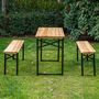 Voir la diapositive 5 : OUTSUNNY Table de camping pique-nique pliable portable + 2 bancs pliables métal époxy noir bois massif sapin
