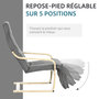 Voir la diapositive 4 : HOMCOM Fauteuil style nordique - repose-pied réglable - déhoussable - bois de bouleau tissu gris