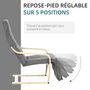 Voir la diapositive 4 : HOMCOM Fauteuil style nordique - repose-pied réglable - déhoussable - bois de bouleau tissu gris