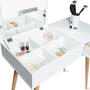 Voir la diapositive 3 : ID MARKET Coiffeuse scandinave LISA miroir rabattable blanche
