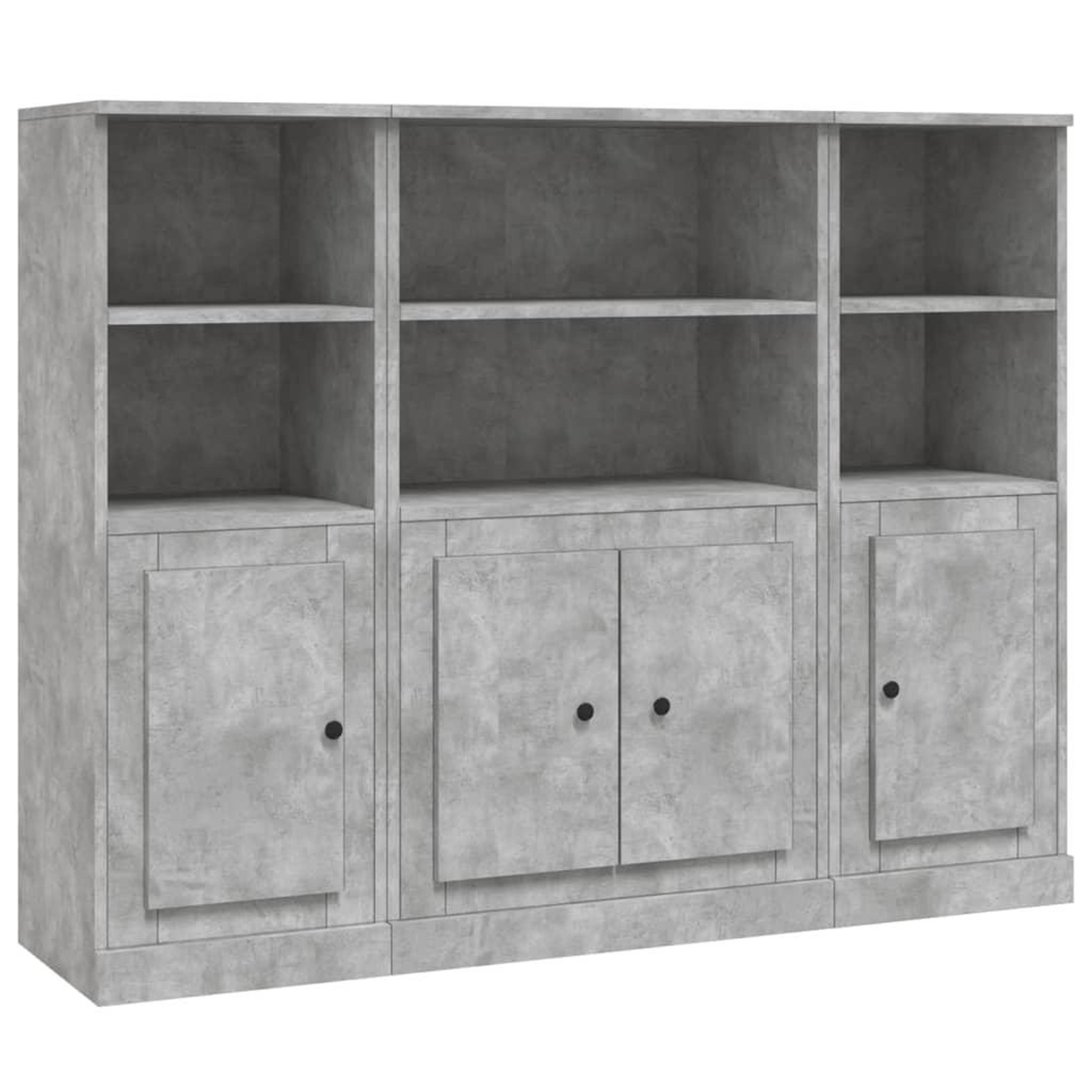 Voir la diapositive 2 : VIDAXL Buffets 3 pcs gris beton bois d'ingenierie