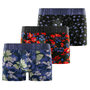 Voir la diapositive 1 : FREEGUN Lot de 3 boxers homme Flowers