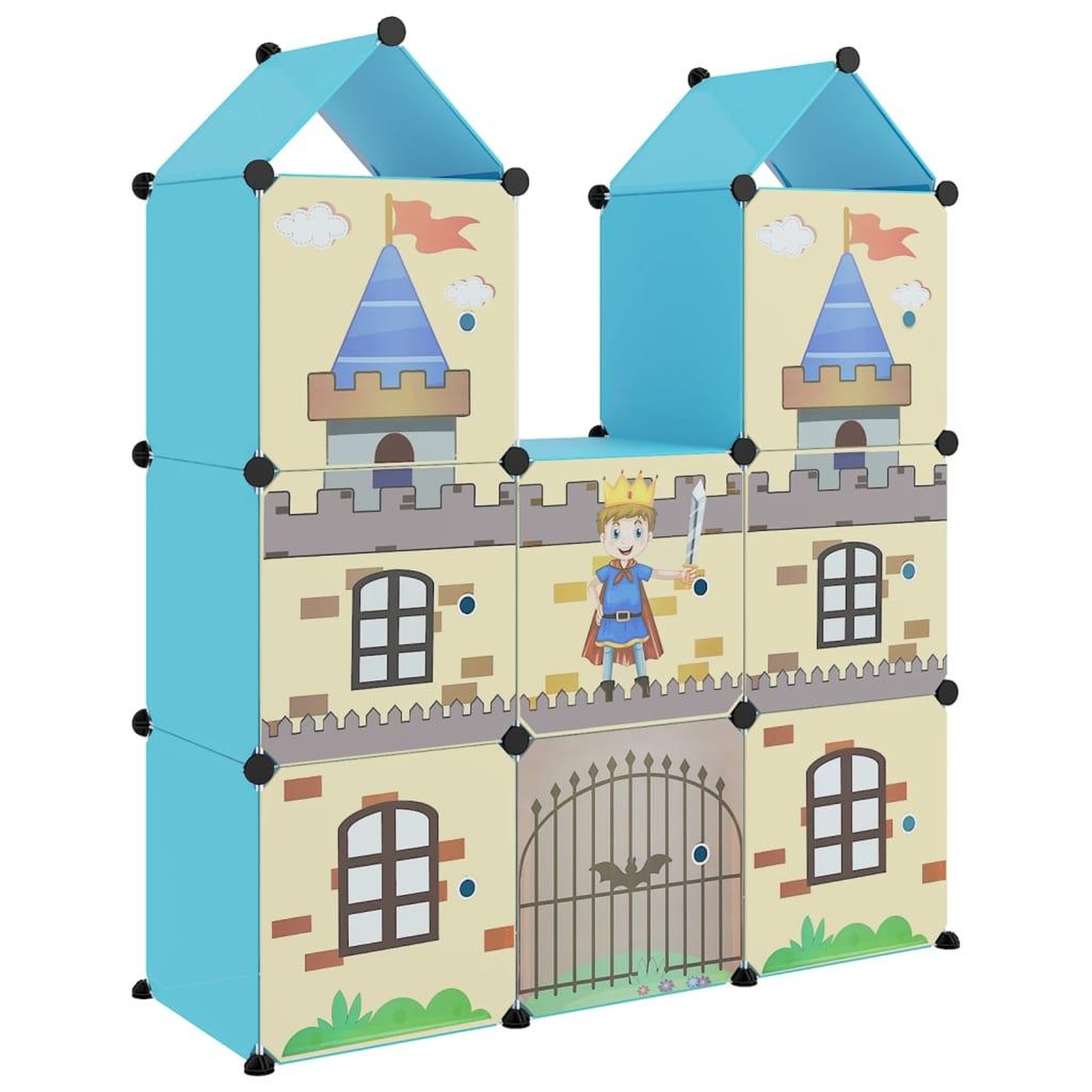 Voir la diapositive 2 : VIDAXL Armoire de rangement pour enfants avec 8 cubes Bleu PP