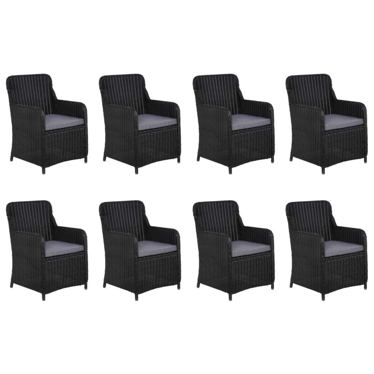 VIDAXL Ensemble a manger de jardin 9 pcs Resine tressee Noir