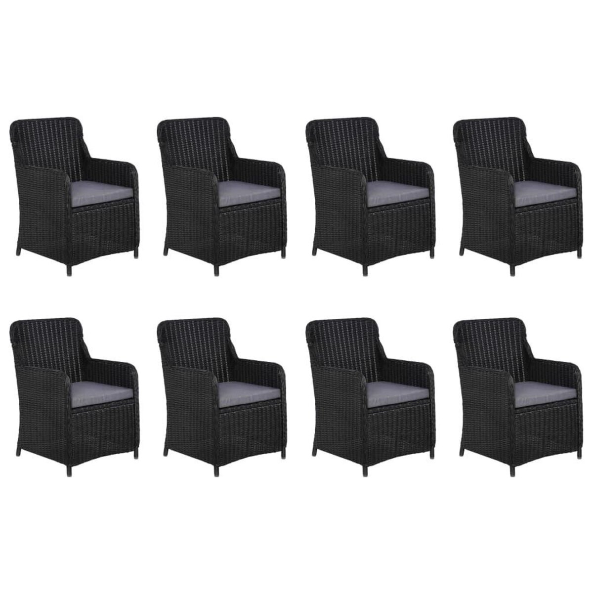 VIDAXL Ensemble a manger de jardin 9 pcs Resine tressee Noir