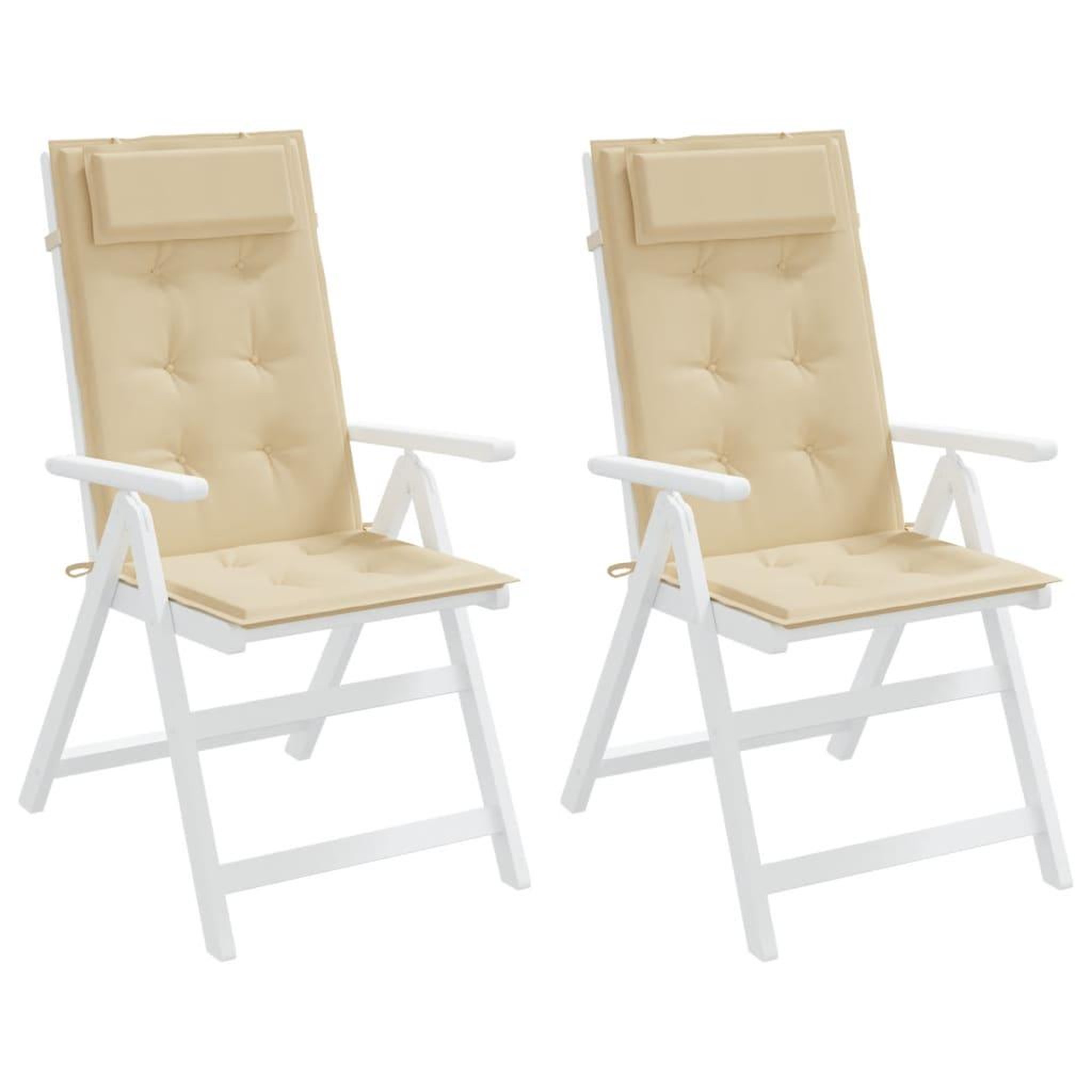 Voir la diapositive 4 : VIDAXL Coussins de chaise a dossier haut lot de 2 beige tissu oxford