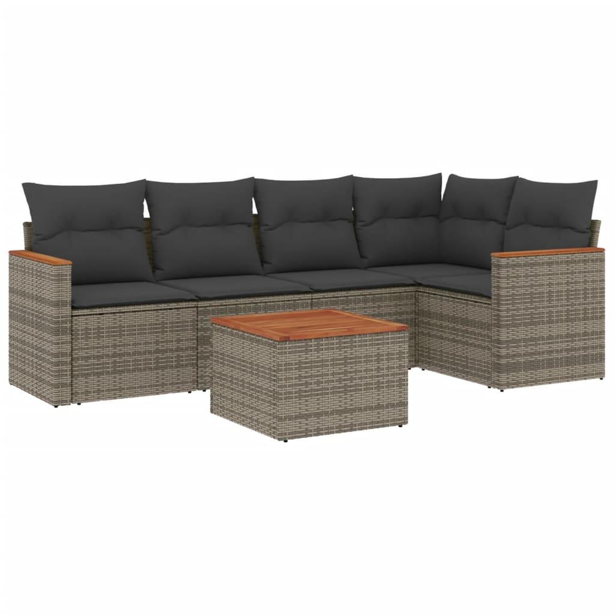 Voir la diapositive 2 : VIDAXL Salon de jardin 6 pcs avec coussins gris resine tressee