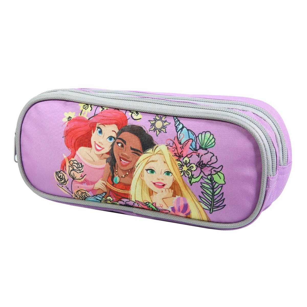 Bagtrotter BAGTROTTER Trousse scolaire 2 compartiments Princesses Violet Fleurs