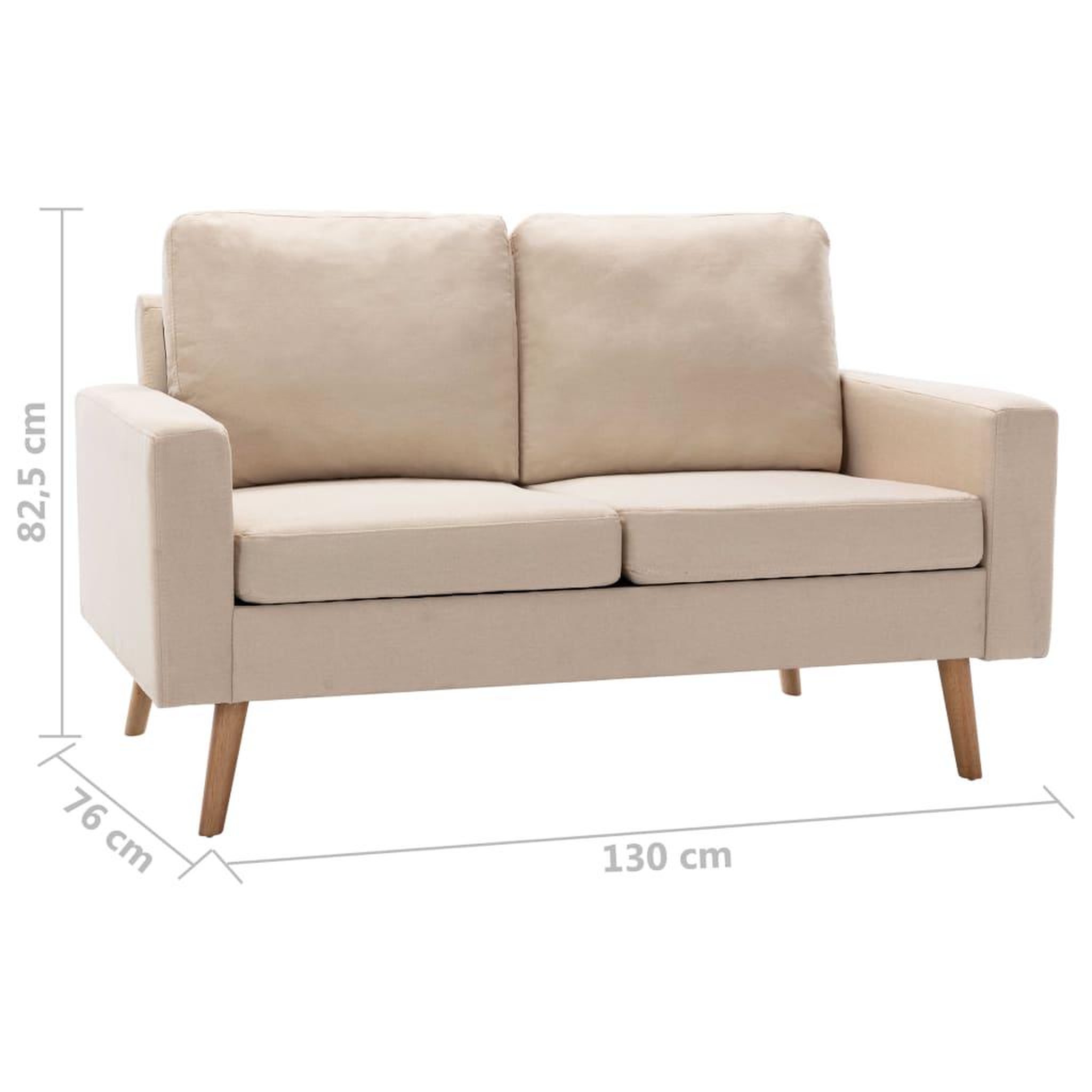 Voir la diapositive 6 : VIDAXL Canape a 2 places Creme Tissu
