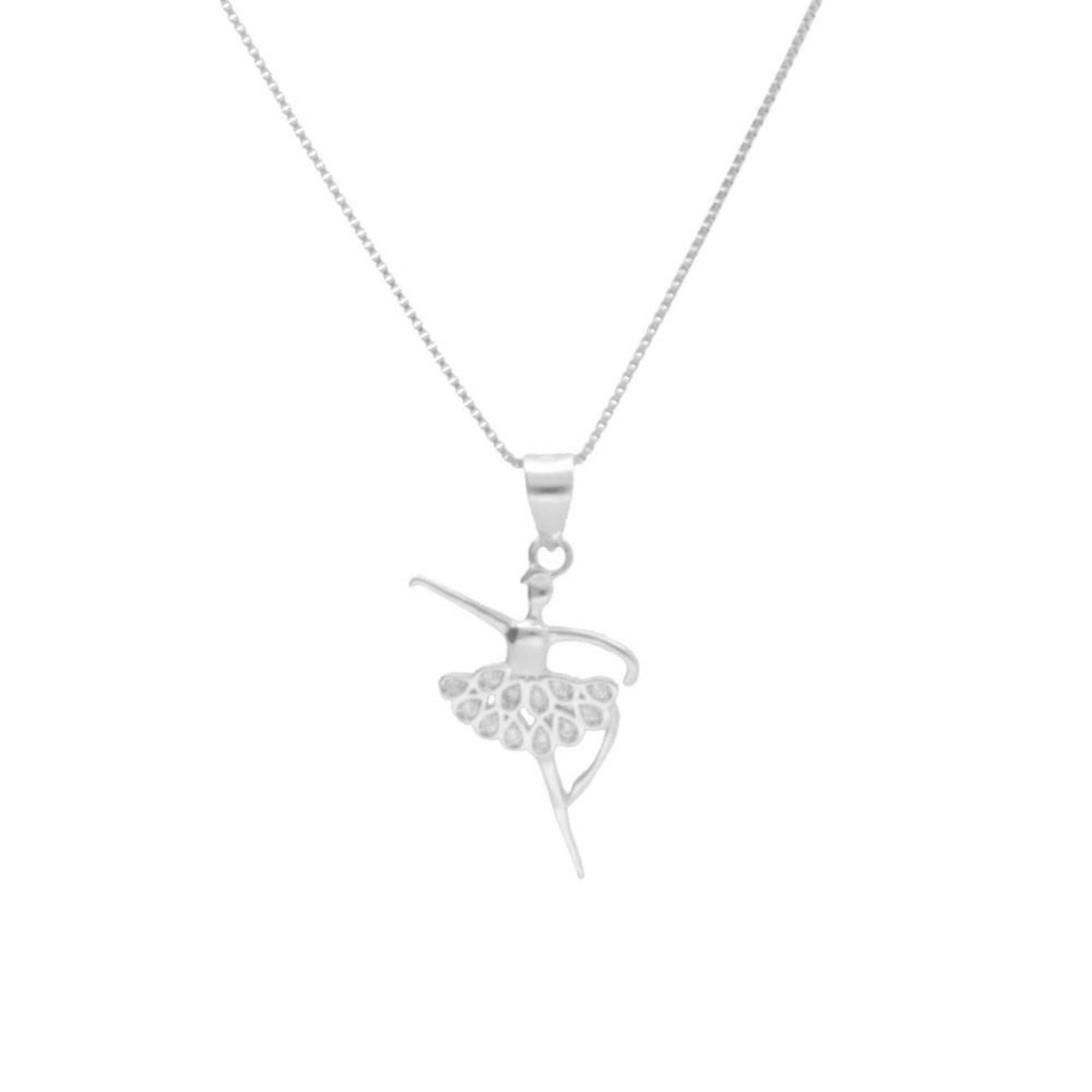 L'ATELIER D'AZUR Collier Argent 925/000 Rhodié - Ballerine Pavée de Zirconiums