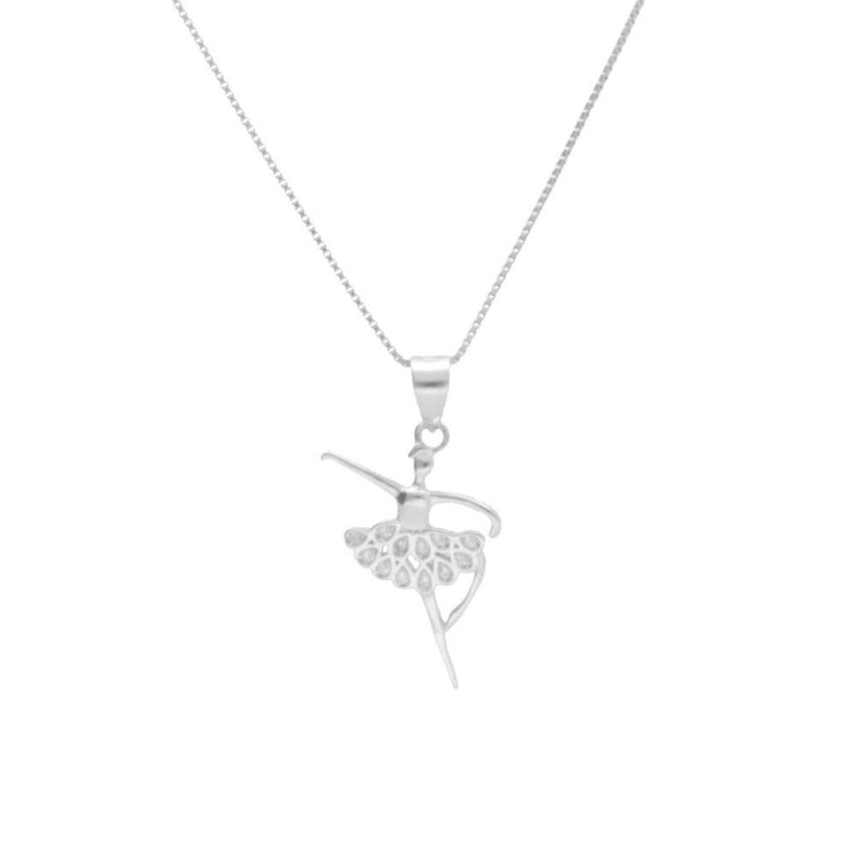 L'ATELIER D'AZUR Collier Argent 925/000 Rhodié - Ballerine Pavée de Zirconiums