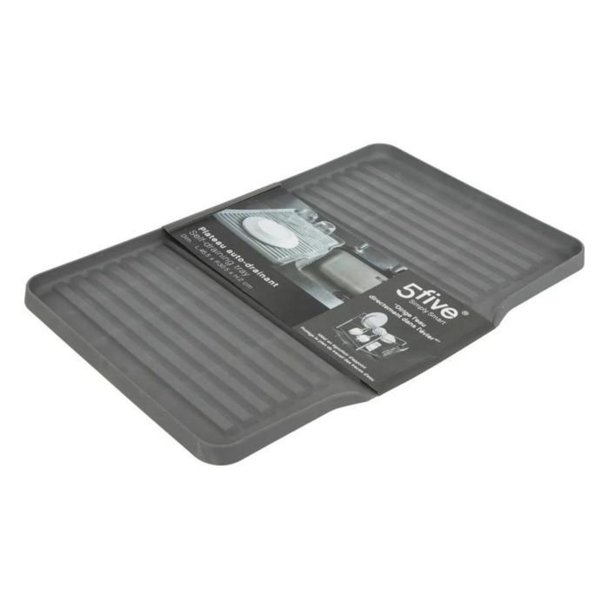 FIVE Tapis Vaisselle Gouttière  Drainant  30x46cm Gris