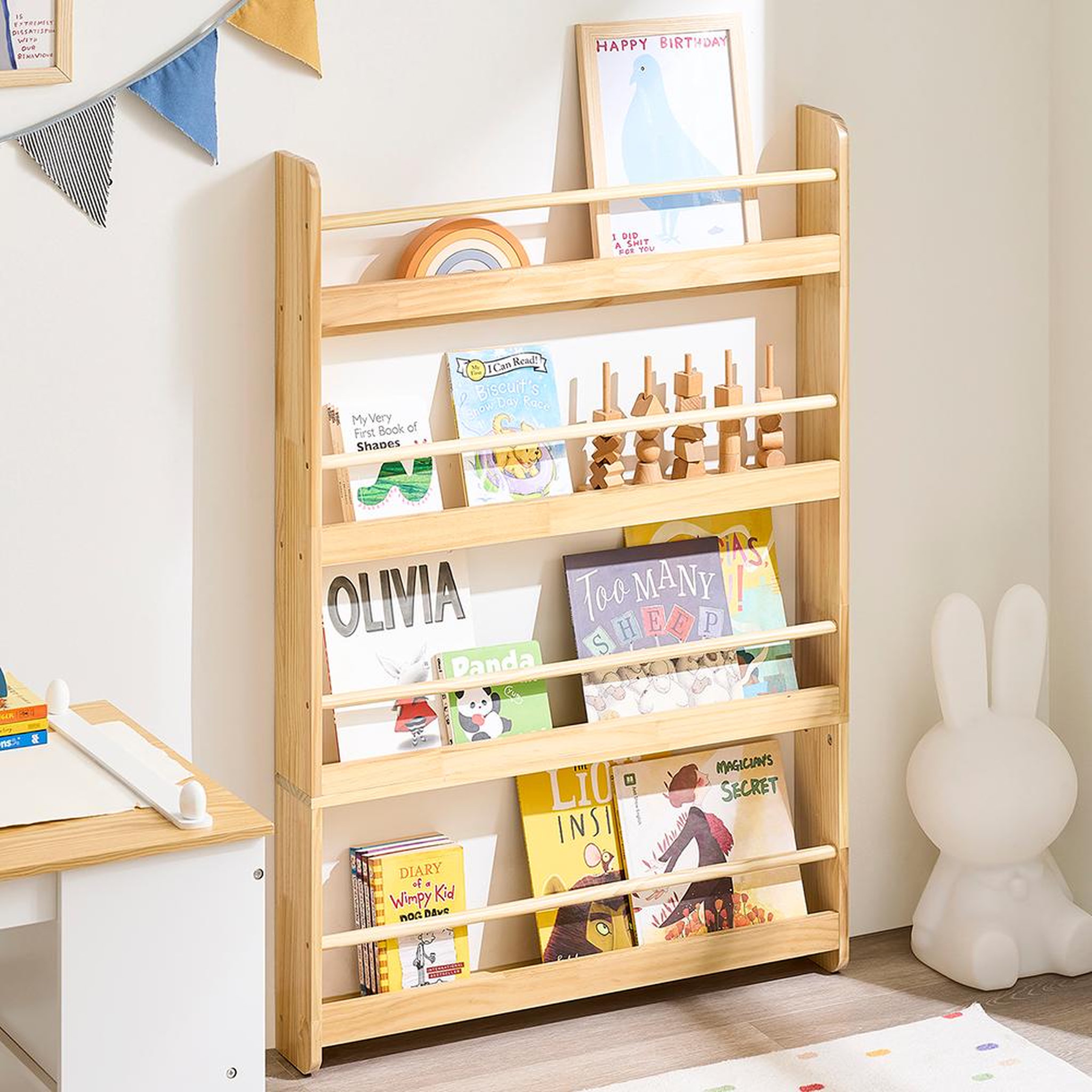 Voir la diapositive 4 : SOBUY SoBuy - Bibliothèque Enfant à 5 étagères - Nordique - KMB08