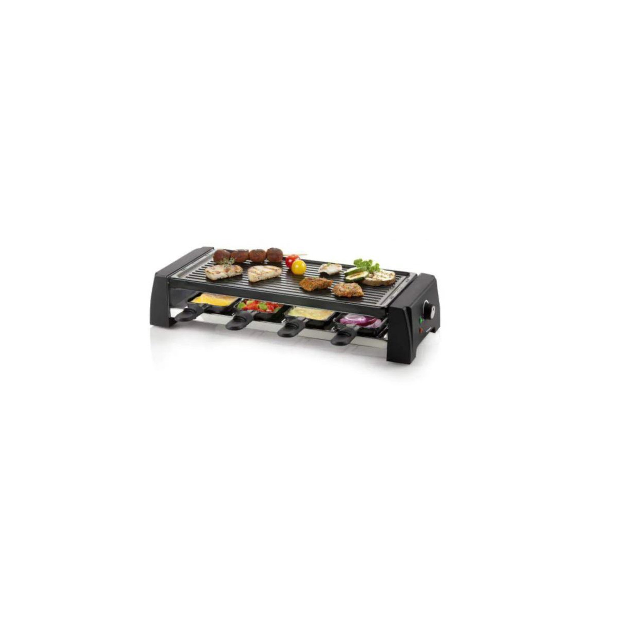 Voir la diapositive 2 : Domo Appareil à raclette 8 personnes 1200w + pierre à griller - DO9189G