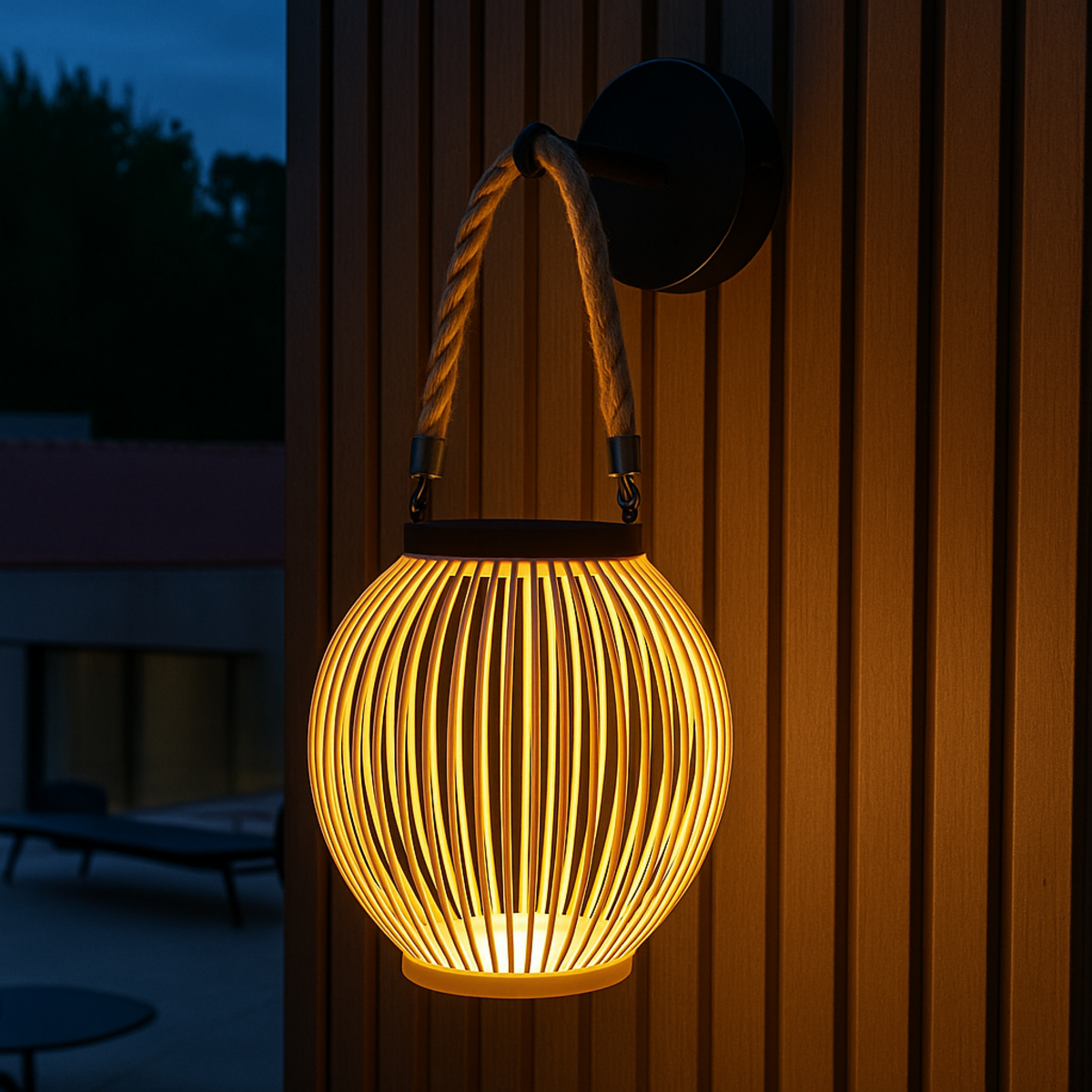 Lumisky Applique solaire ISALINE Bois Bambou H25cm