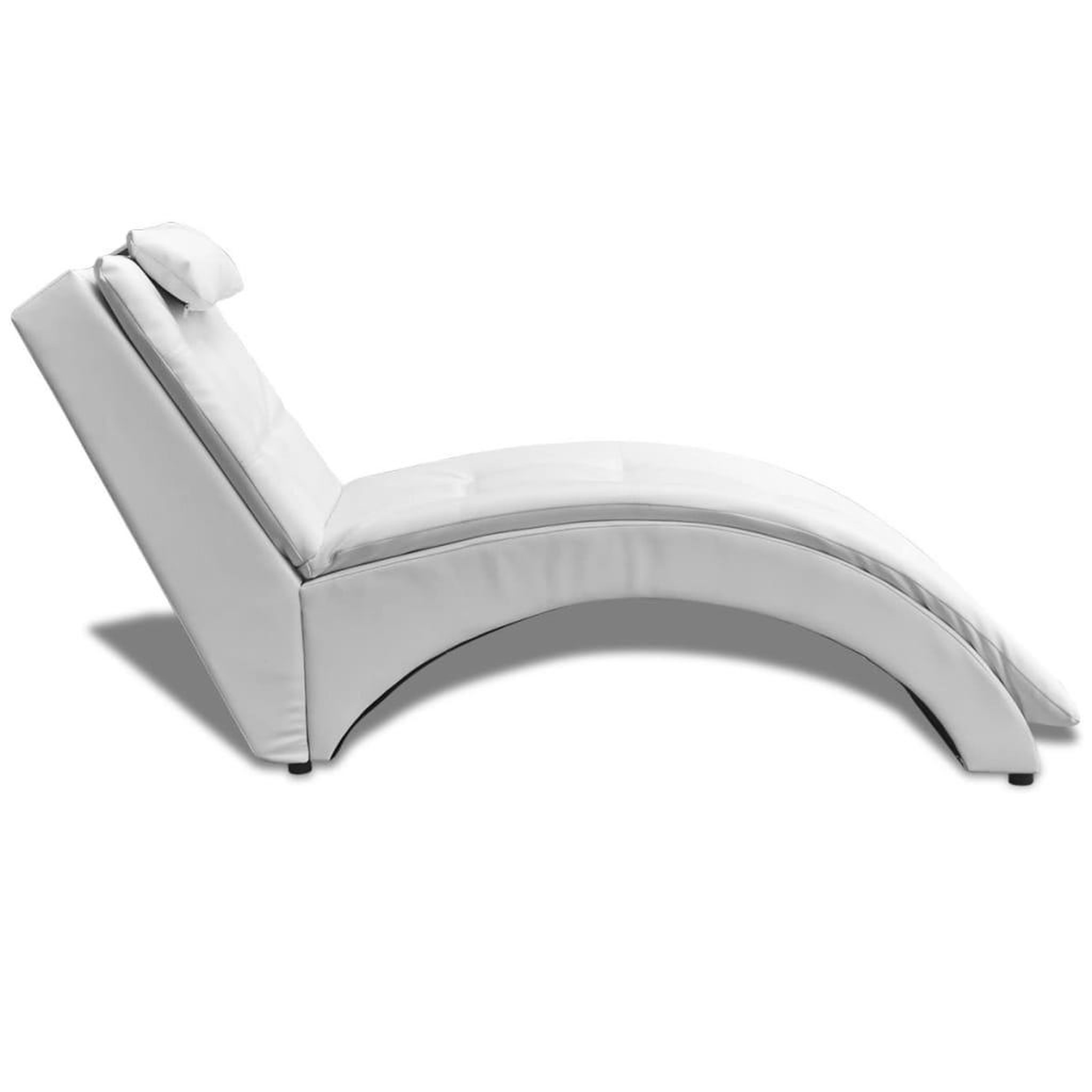 Voir la diapositive 3 : VIDAXL Chaise longue avec oreiller Blanc Similicuir