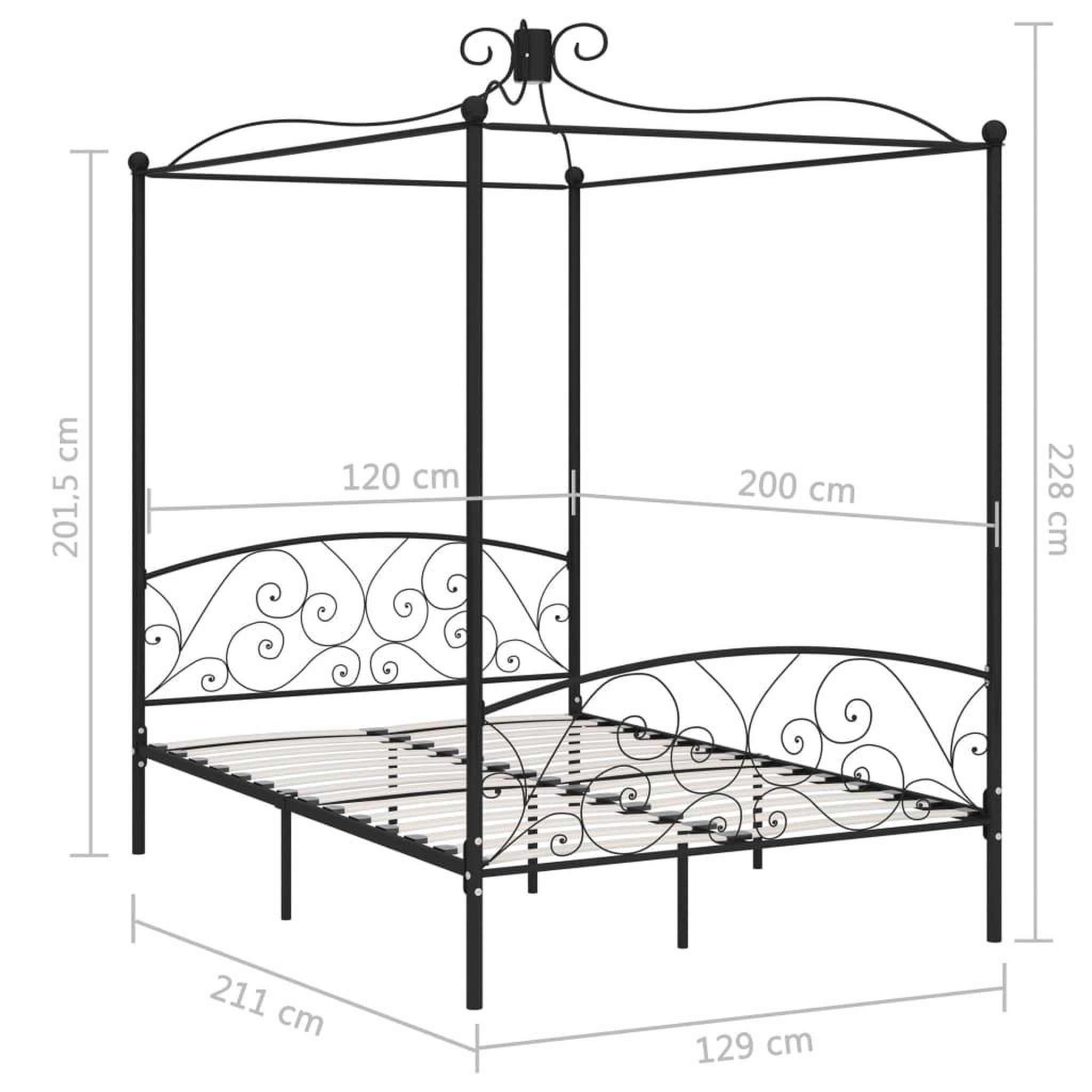 Voir la diapositive 6 : VIDAXL Cadre de lit a baldaquin Noir Metal 120 x 200 cm