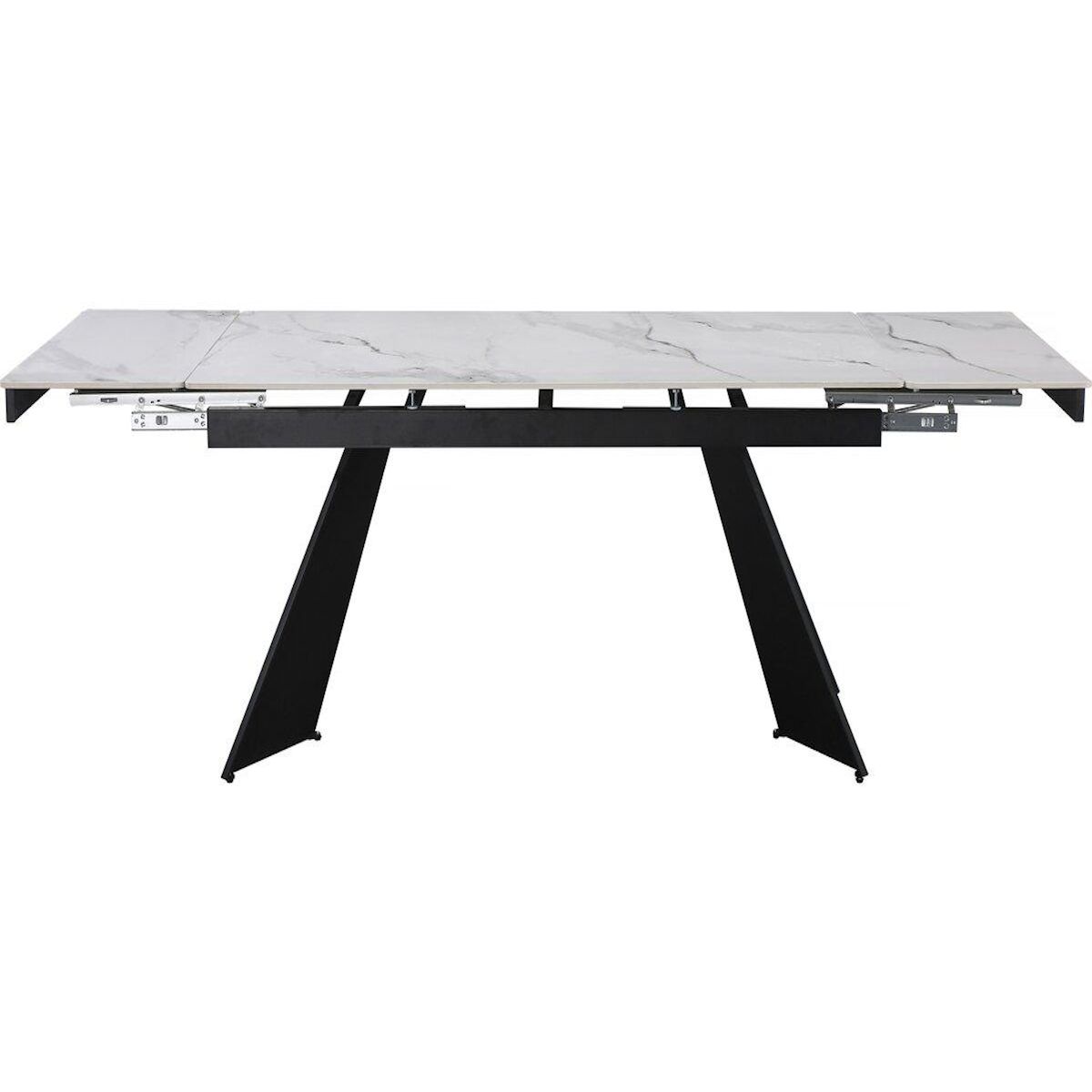 Habitat et Jardin Table de repas extensible en céramique 6 à 10 personnes   Equinoxe  - Blanc marbré gris