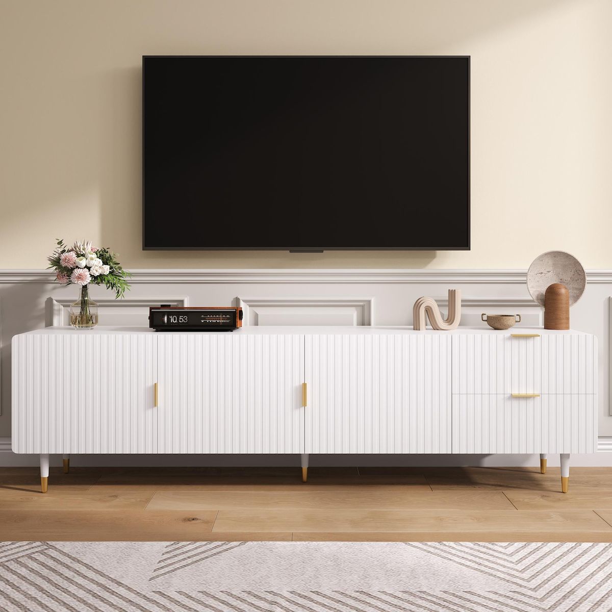 MERAX Meuble tv blanc 170 cm mdf