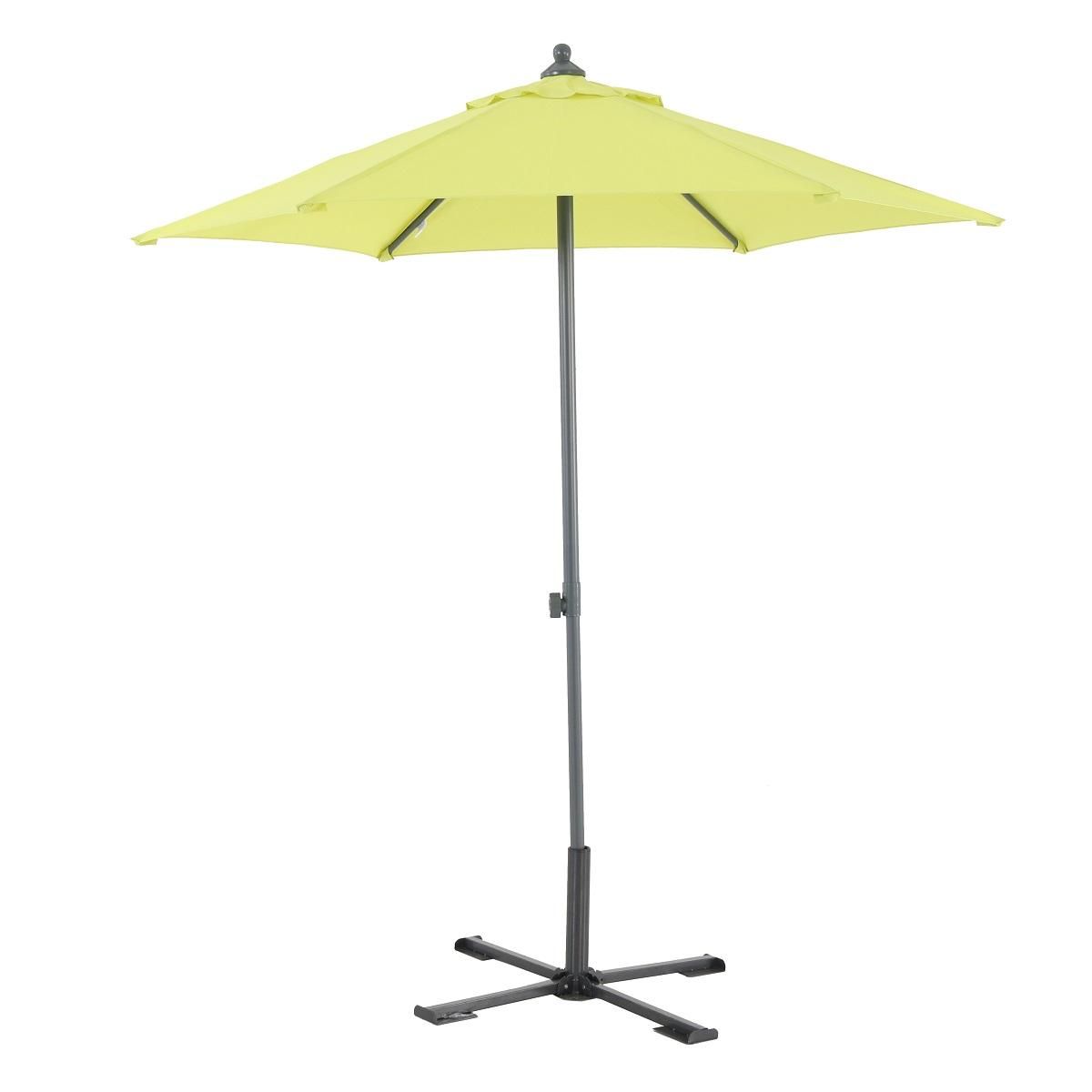 GARDENSTAR Parasol droit diam 2m vert anis + sac de rangement PUSH UP