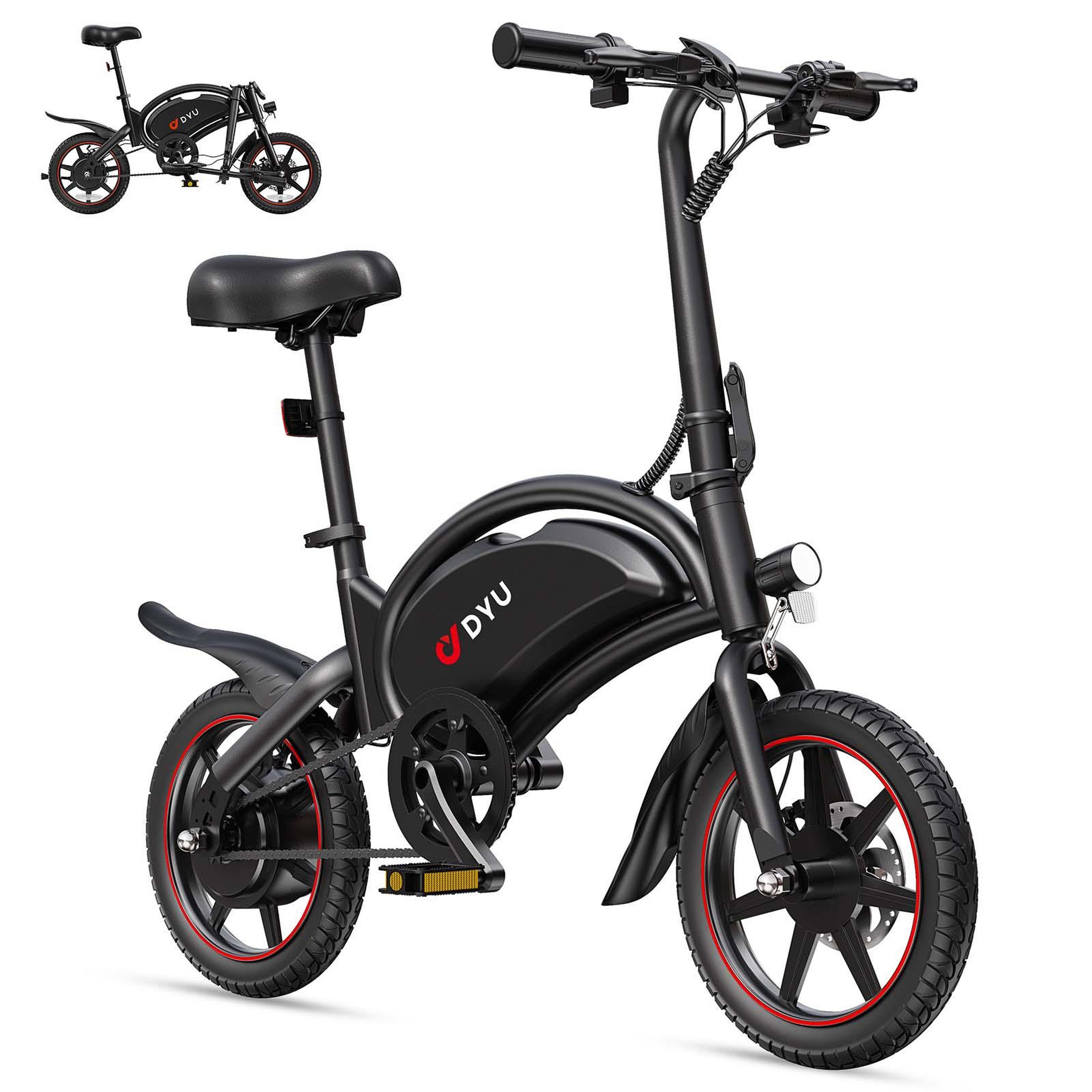 Voir la diapositive 3 : DYU Vélo électrique pliant dyu d3s 14  mini, 36 v 10 ah, noir