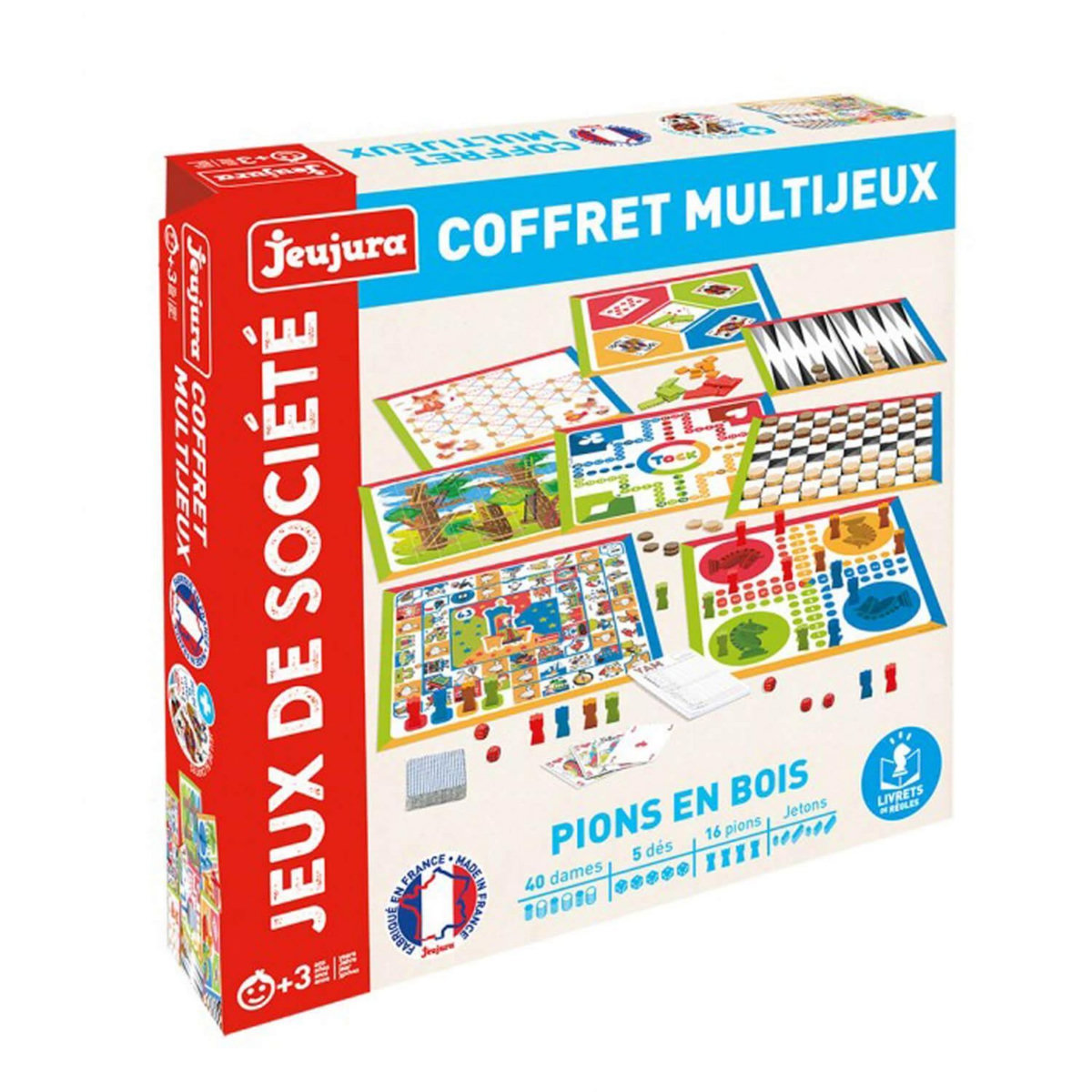 JeuJura Coffret Multijeux De Societe - Pions En Bois