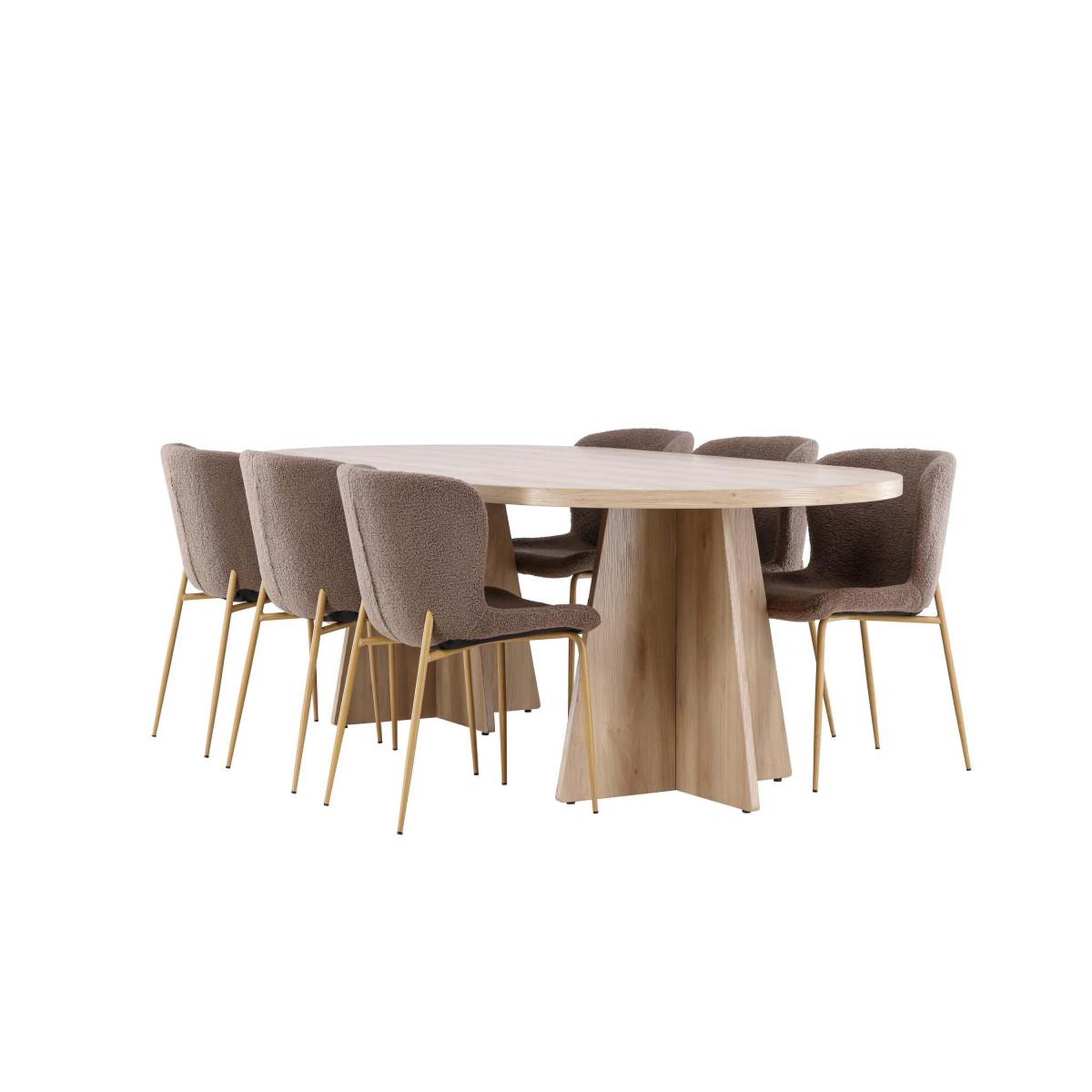Voir la diapositive 4 : Paris Prix Ensemble table à manger & 6 chaises  bootcut & modesto  230cm naturel & marron