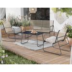 BEST MOBILIER Pilar - salon bas de jardin 4 places - métal et résine tressée. Coloris disponibles : Bicolore