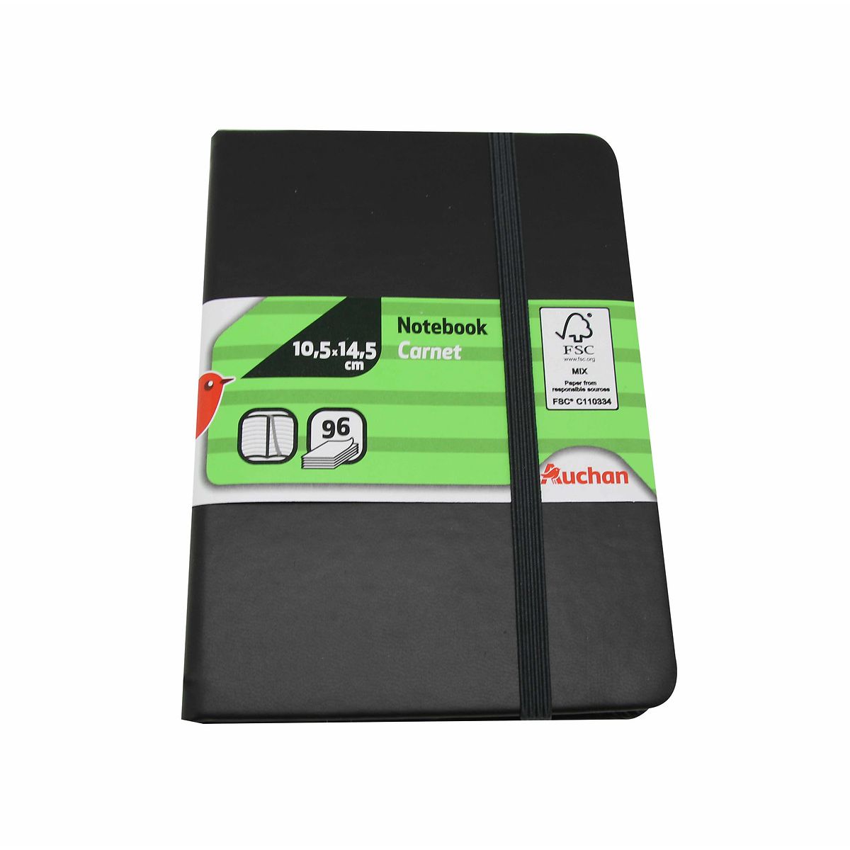 AUCHAN Carnet premium Notebook A6 - 96 pages - 10.5x14.5cm - Noir