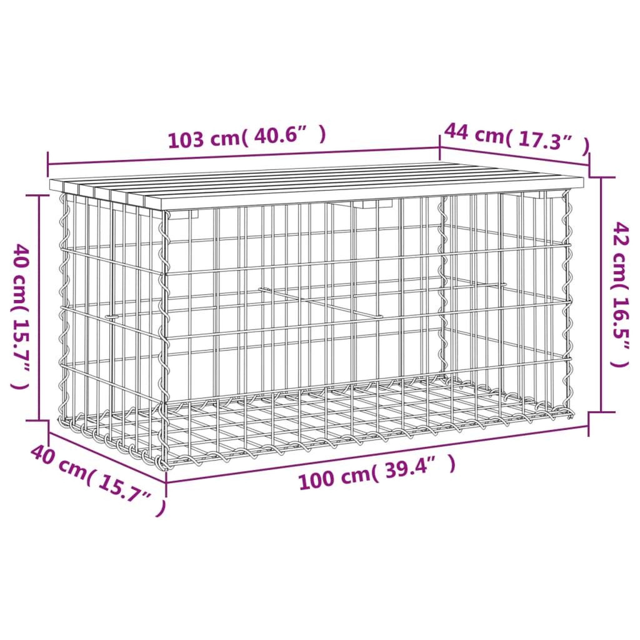 Voir la diapositive 6 : VIDAXL Banc de jardin design gabion 103x44x42cm bois massif de douglas