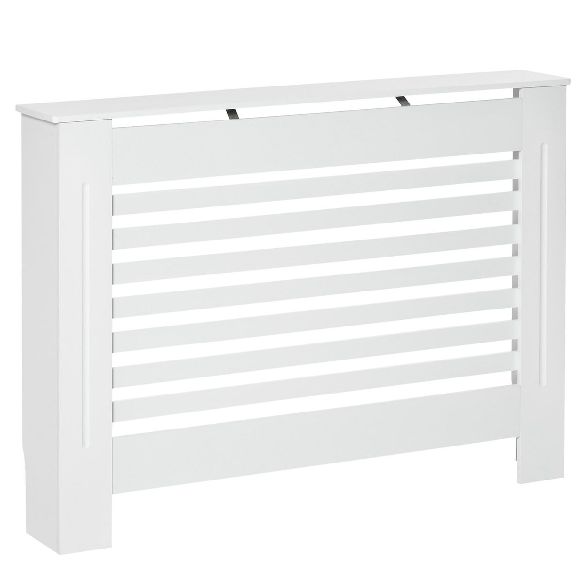 HOMCOM Cache-radiateur design à lattes panneau cabinet dim. 112L x 19l x 81H cm MDF blanc