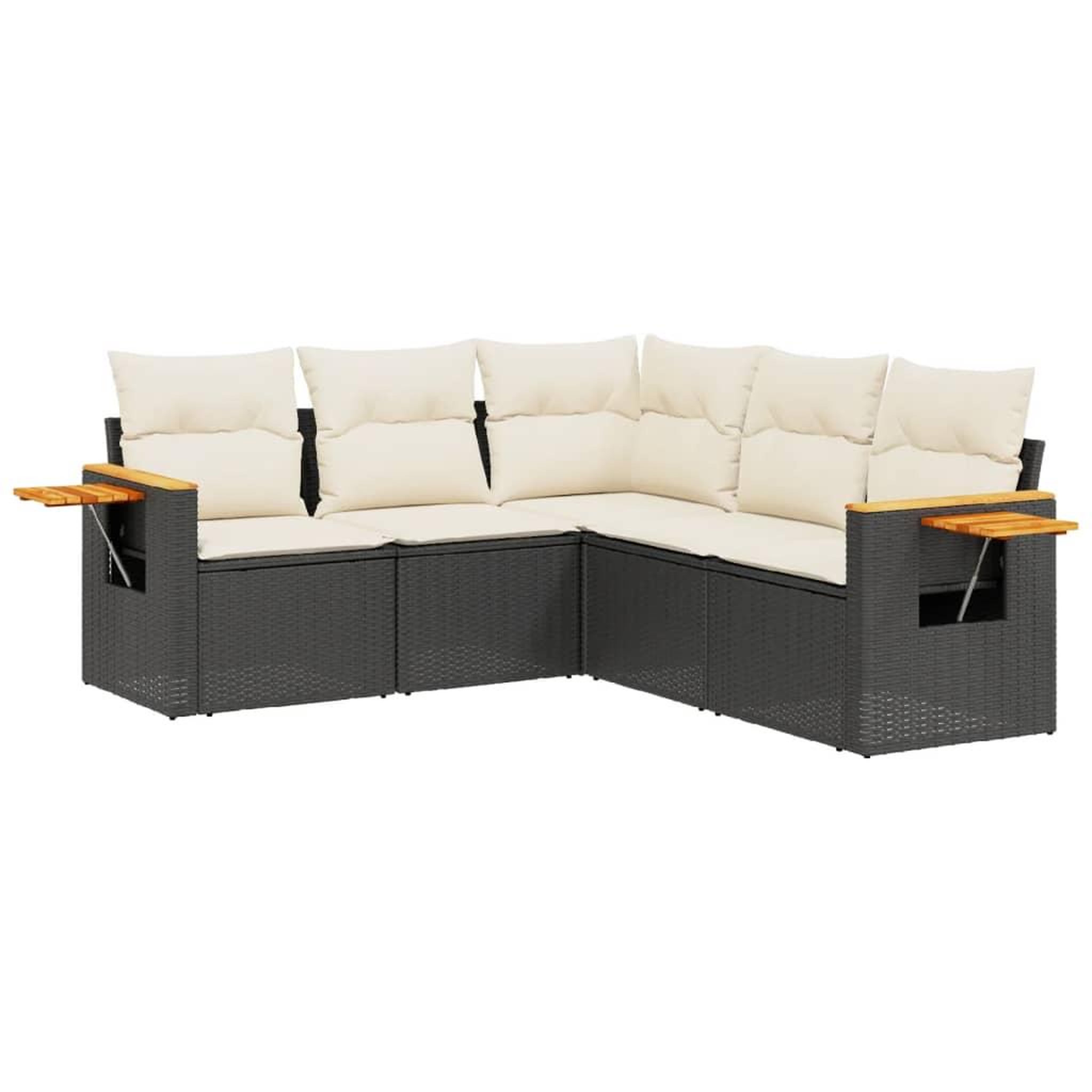 Voir la diapositive 2 : VIDAXL Salon de jardin 5 pcs avec coussins noir resine tressee