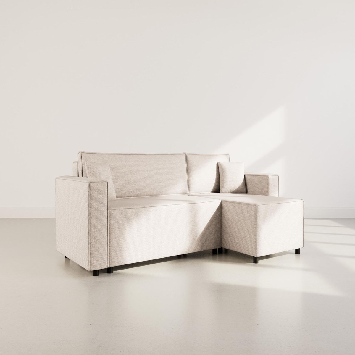 BEST MOBILIER Jonas - canapé d'angle réversible 4 places convertible avec coffre en tissu texturé