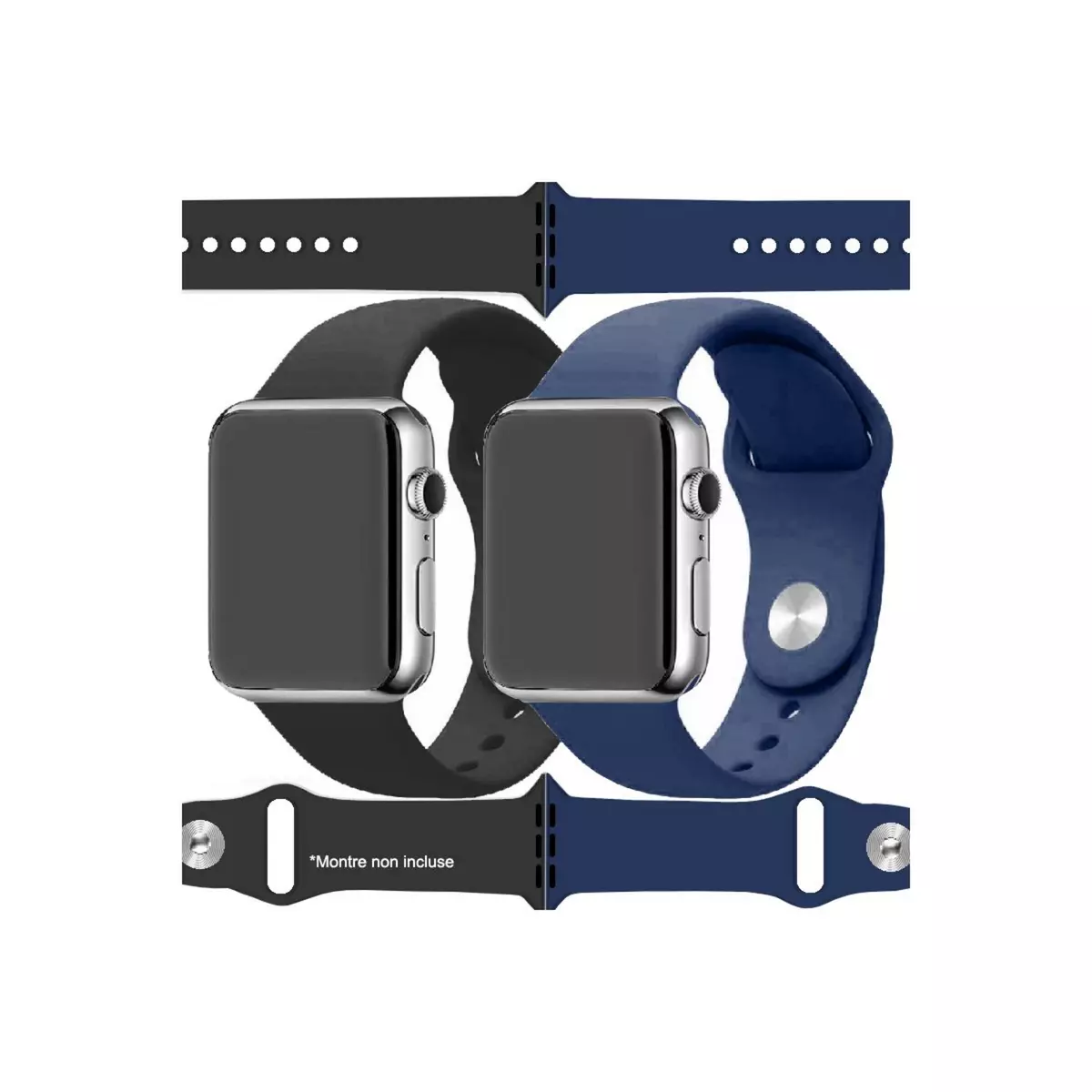 IBROZ Bracelet Apple Watch SoftTouch 40/41mm noir+bleu