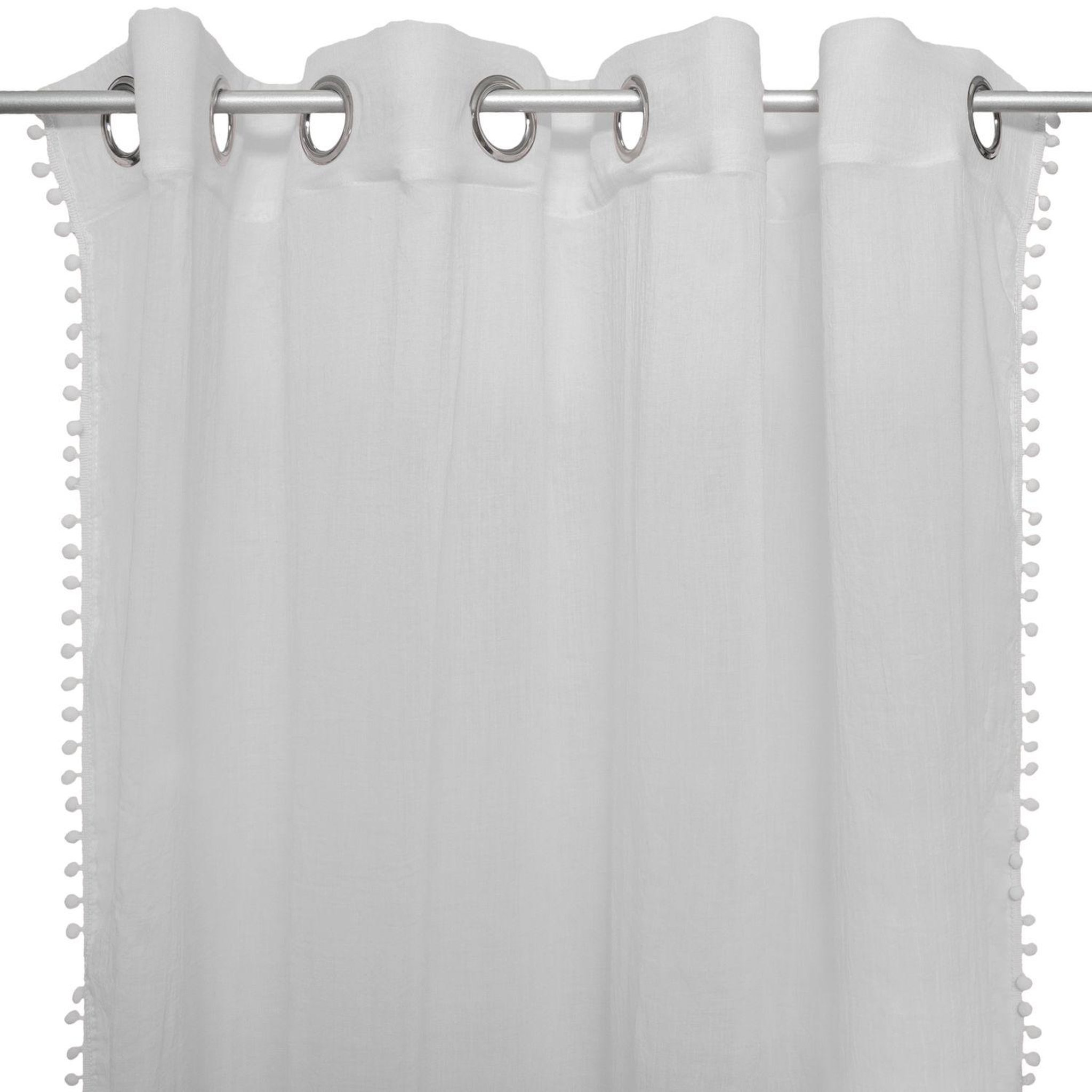ATMOSPHERA Rideau pour chambre d'enfant à pompoms gris - 140 x 240 cm