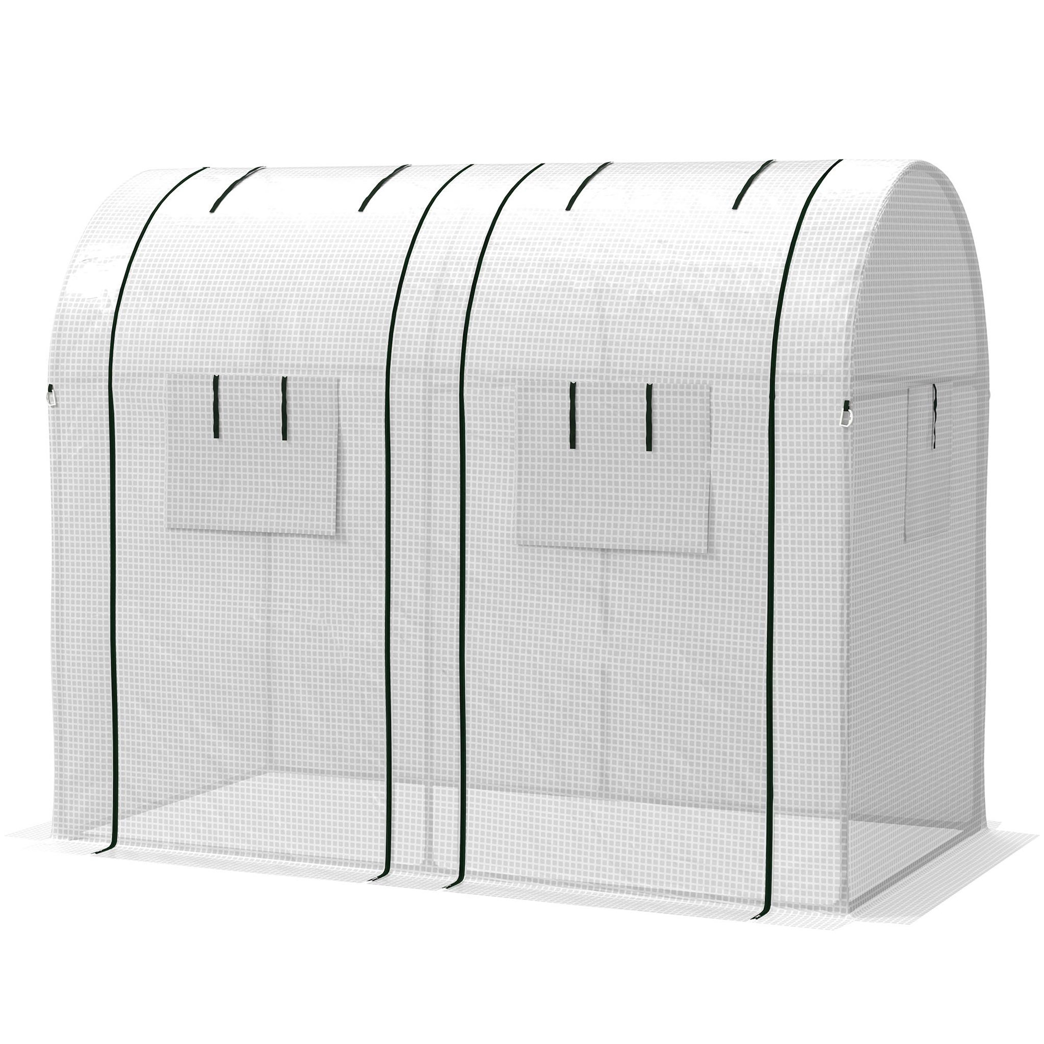 Voir la diapositive 4 : OUTSUNNY Serre de jardin 1,8 m² - 2 portes zippées 4 fenêtres - acier pe blanc