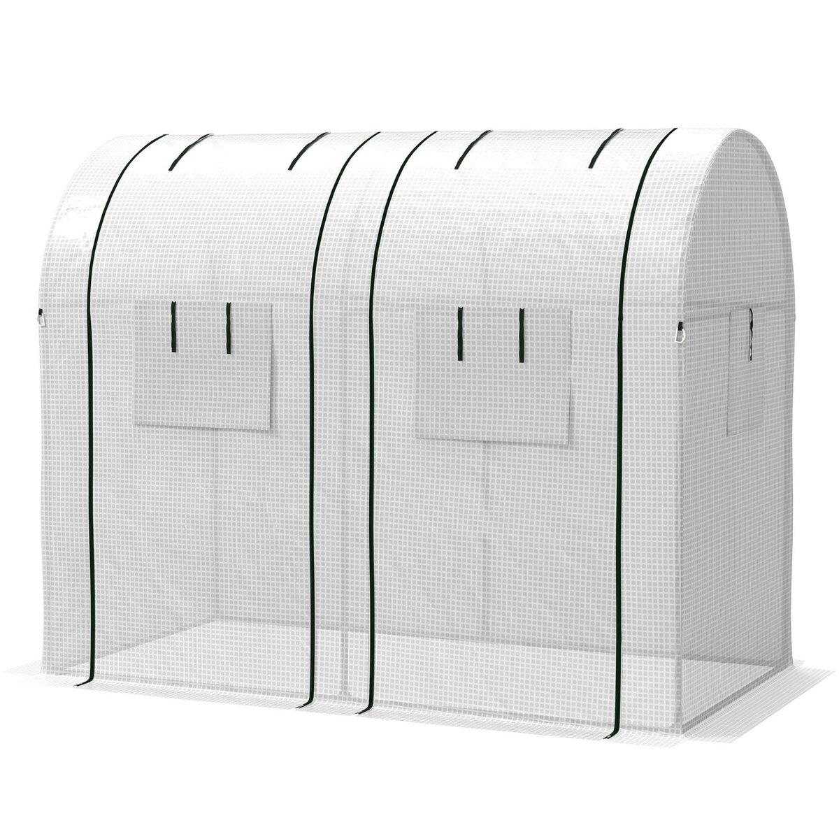 OUTSUNNY Serre de jardin 1,8 m² - 2 portes zippées 4 fenêtres - acier PE blanc